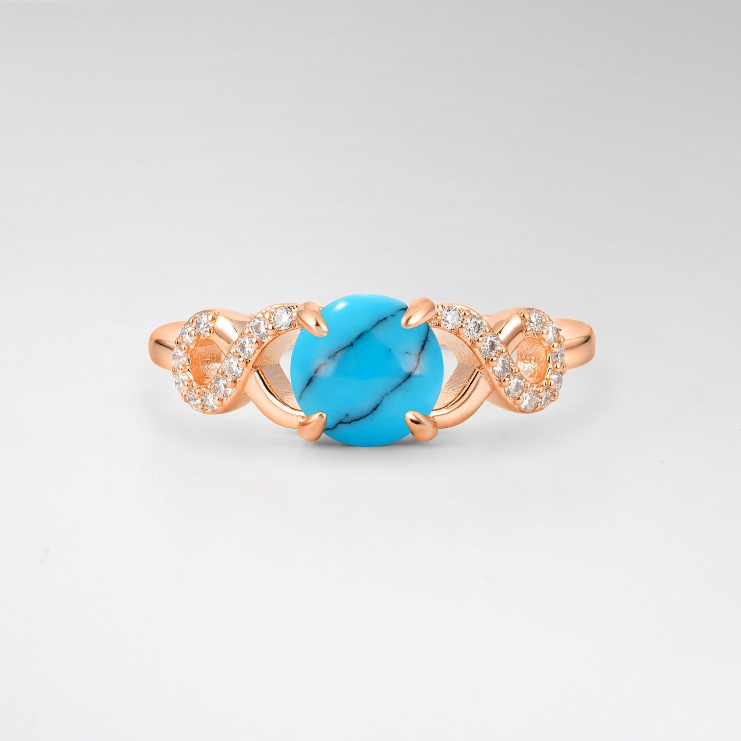 Classic Round Cut Turquoise Infinity Engagement Ring for Her - Additional view