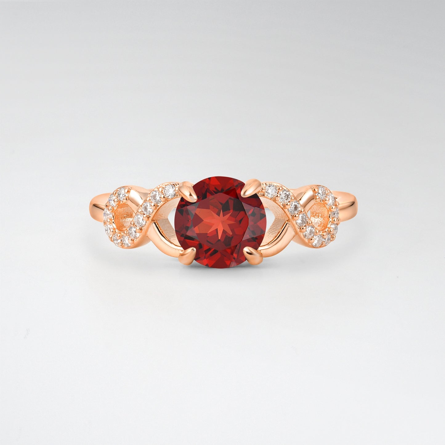 Classic Round Cut Garnet Infinity Engagement Ring for Her - Additional view