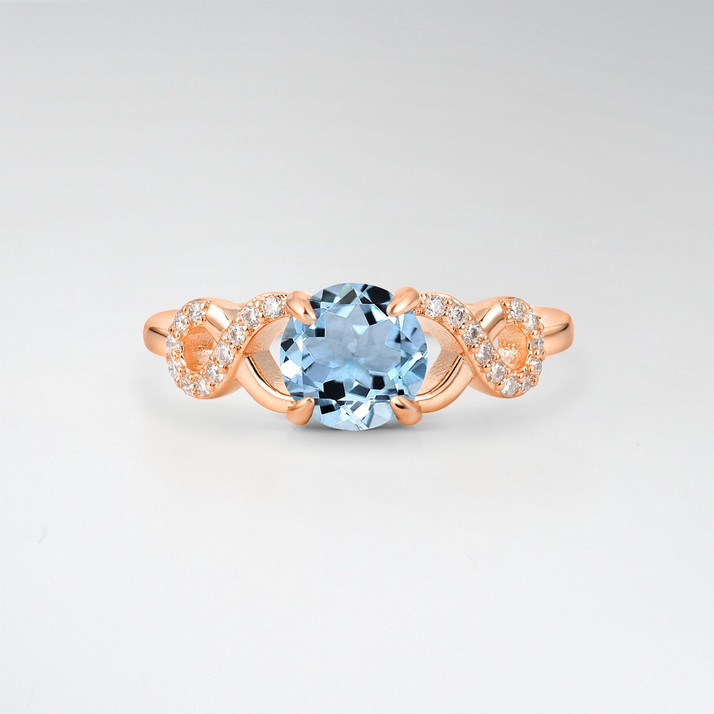 Classic Round Cut Aquamarine Infinity Engagement Ring for Her - Additional view
