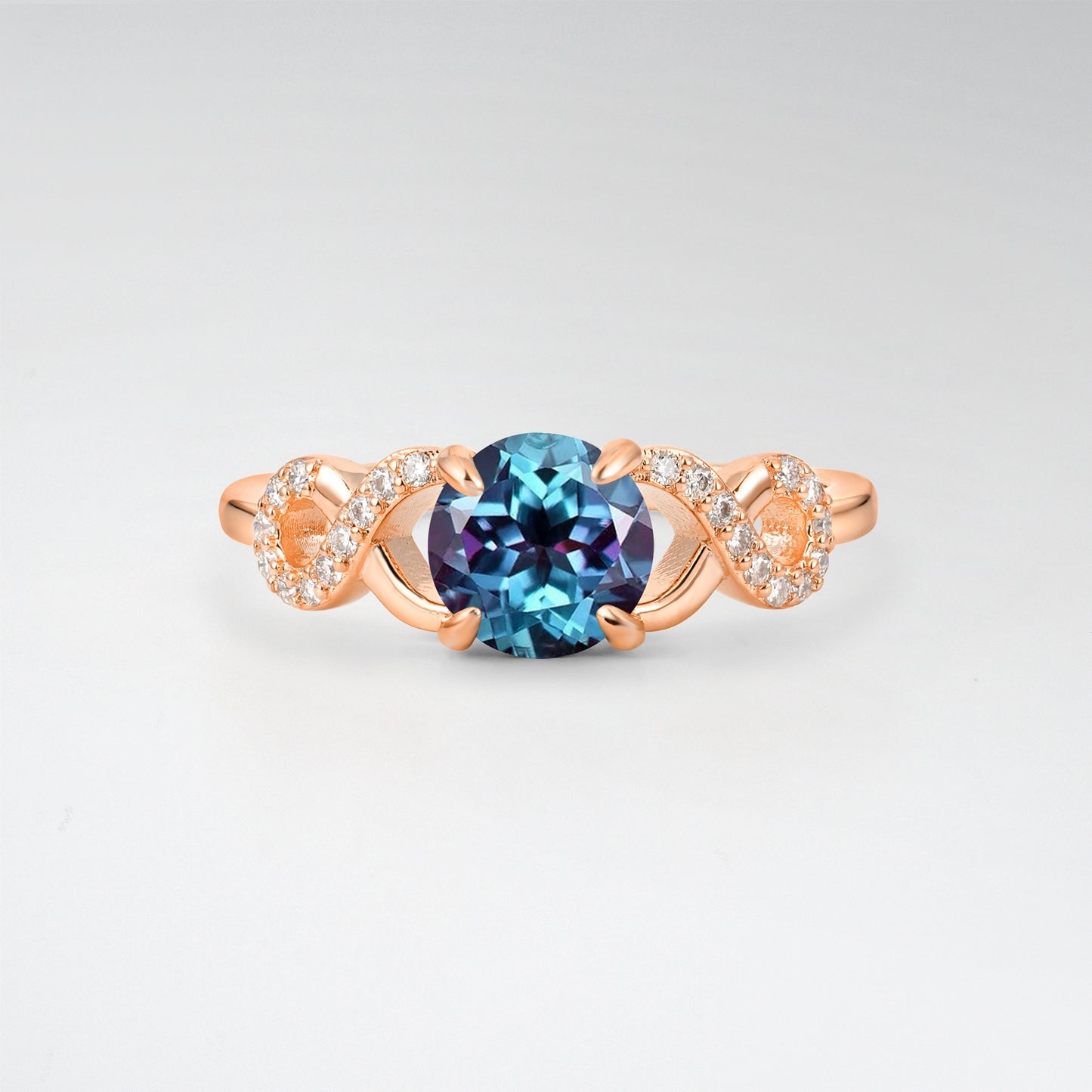 Classic Round Cut Alexandrite Infinity Engagement Ring for Her - Additional view