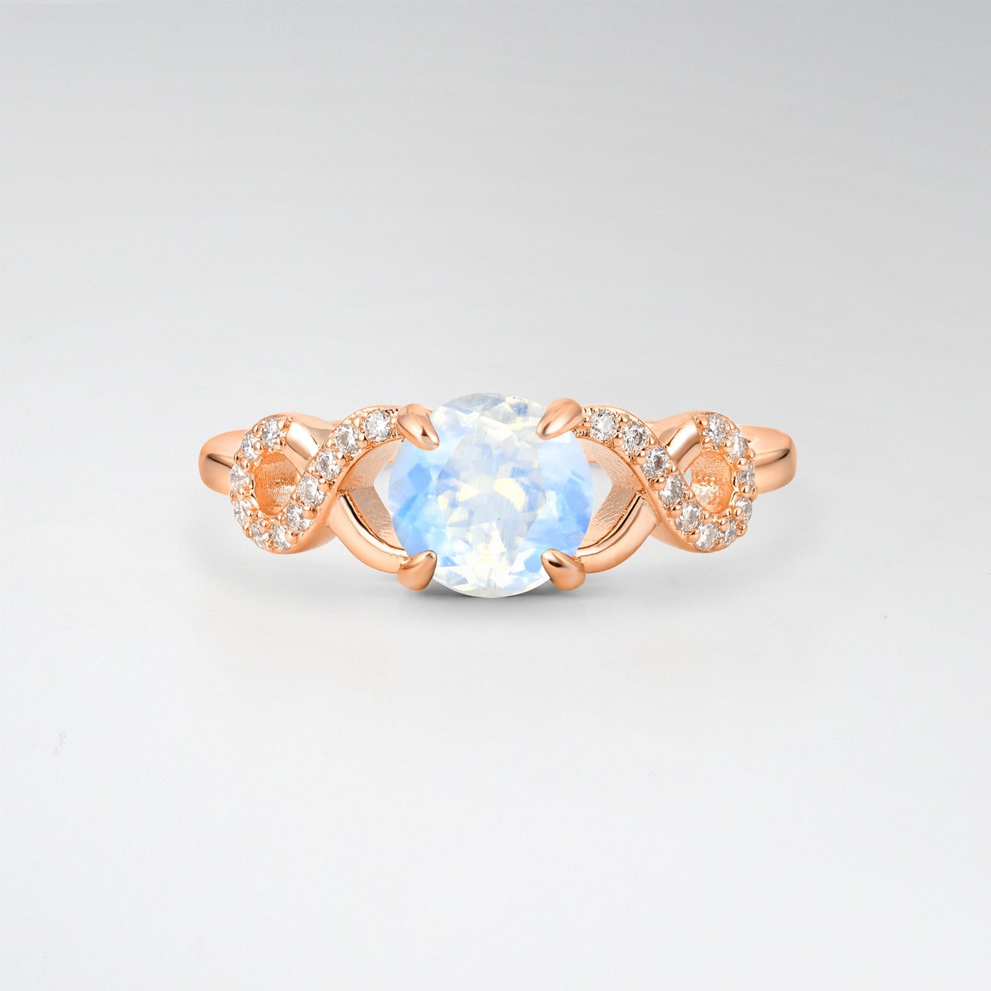 Classic Round Cut Moonstone Infinity Engagement Ring for Her - Additional view