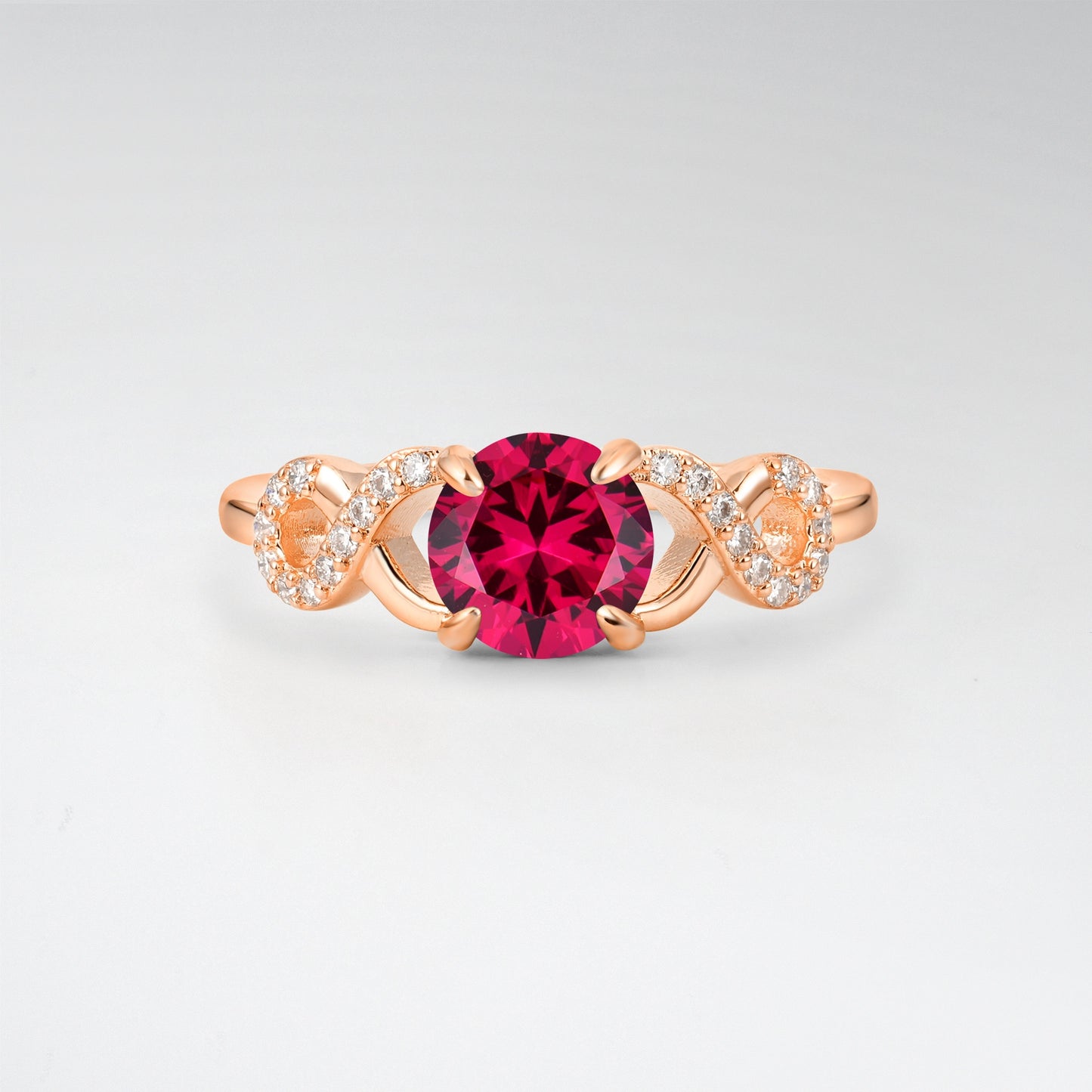 Classic Round Cut Ruby Infinity Engagement Ring for Her - Additional view