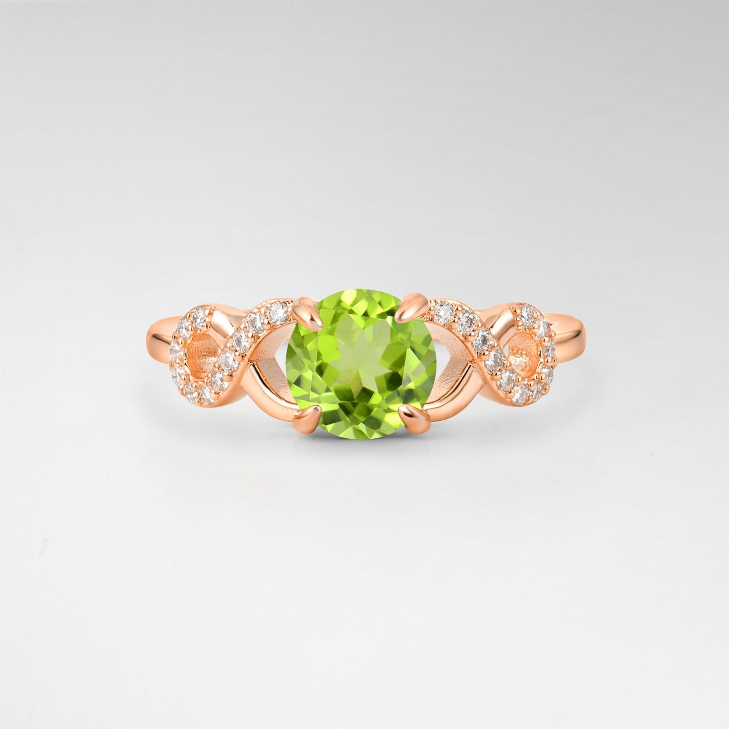 Classic Round Cut Peridot Infinity Engagement Ring for Her - Additional view