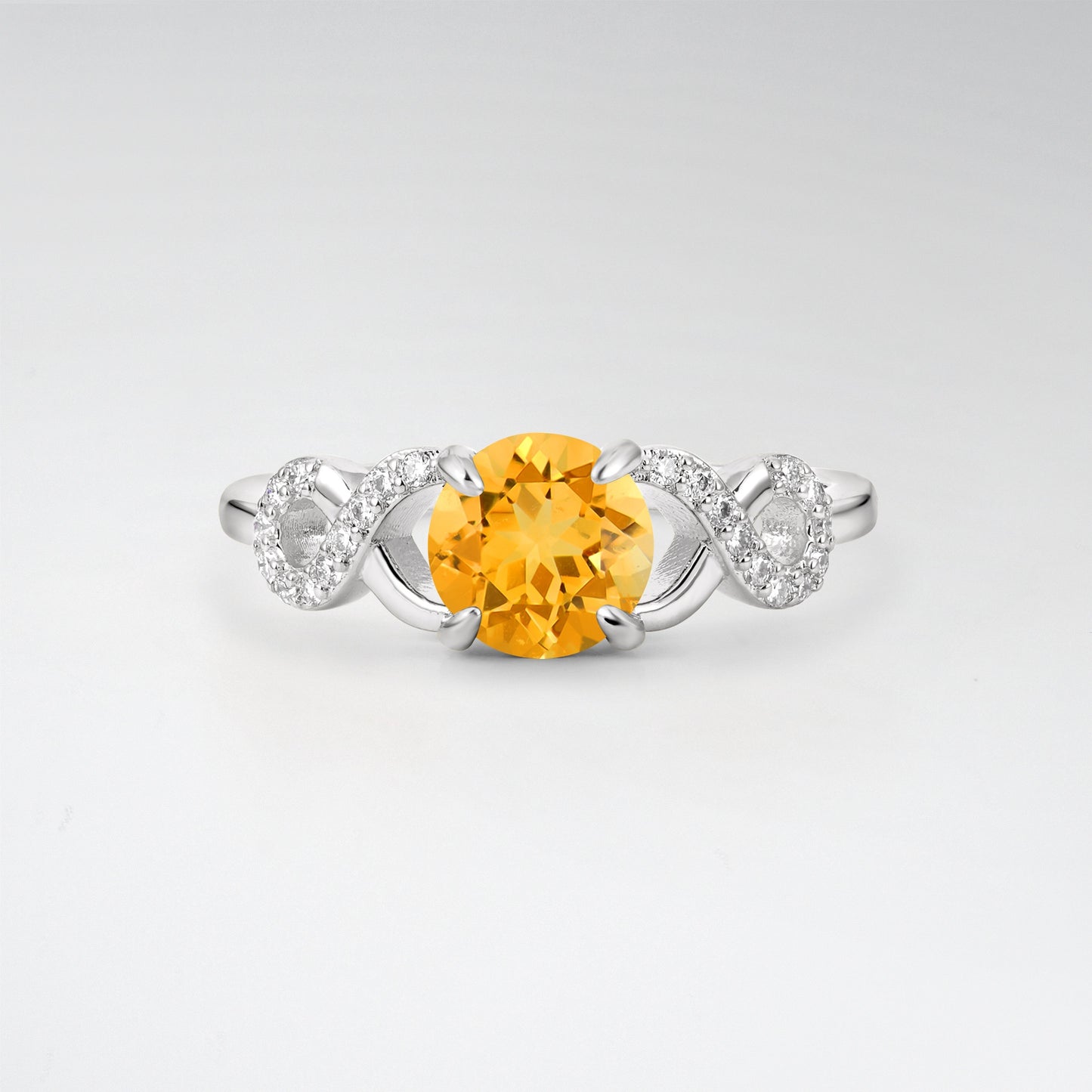 Classic Round Cut Citrine Infinity Engagement Ring for Her - Additional view