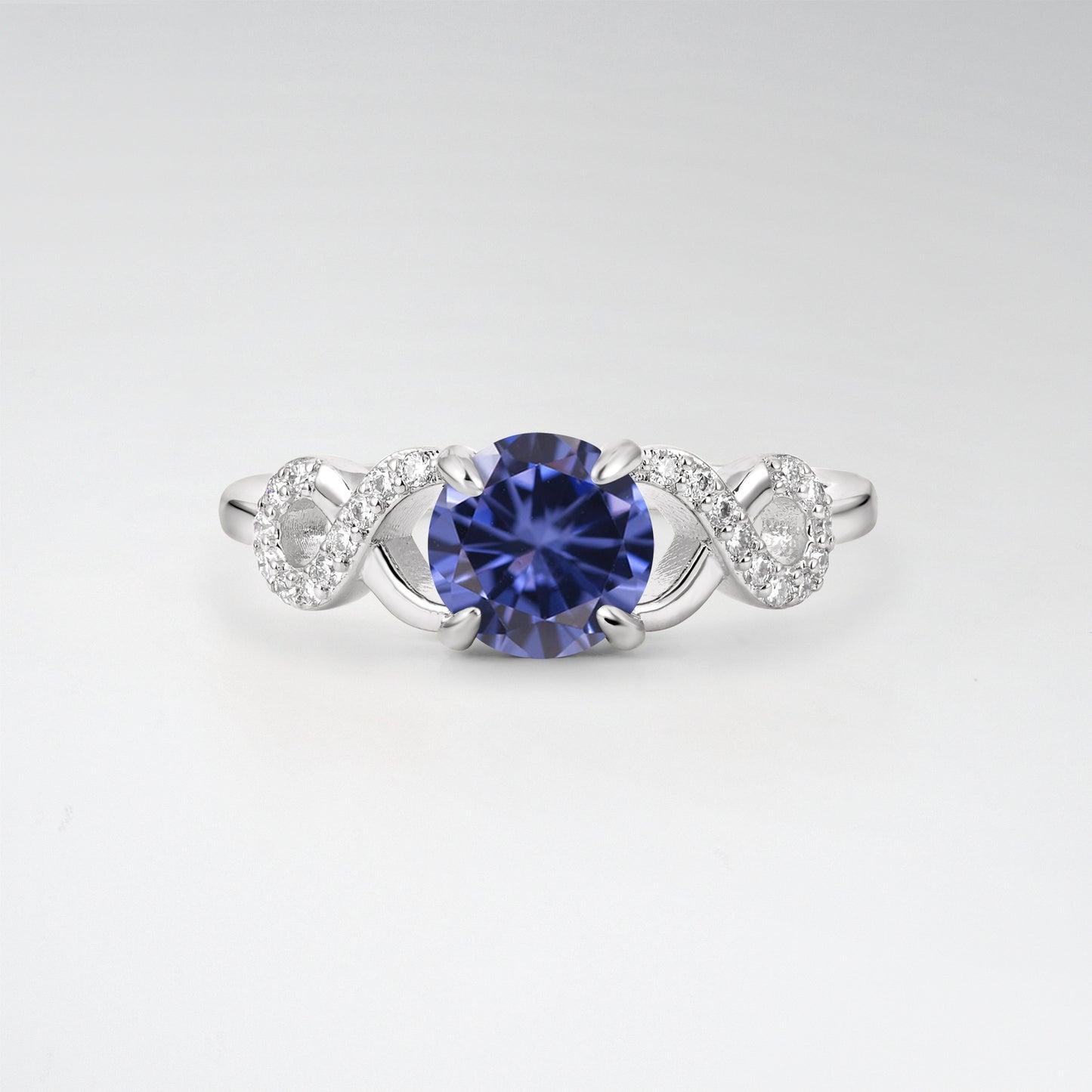 Classic Round Cut Tanzanite Infinity Engagement Ring for Her - Additional view