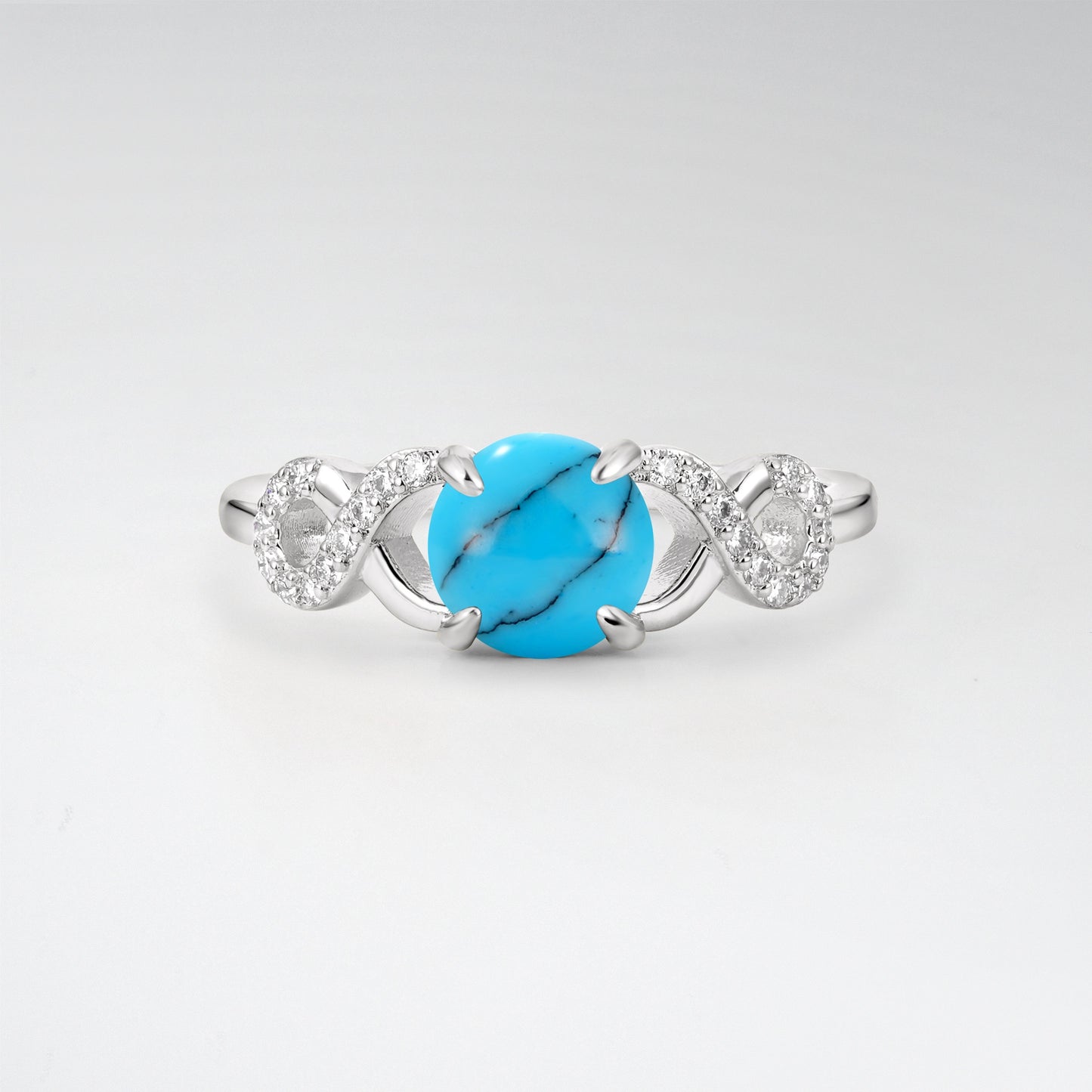 Classic Round Cut Turquoise Infinity Engagement Ring for Her - Additional view