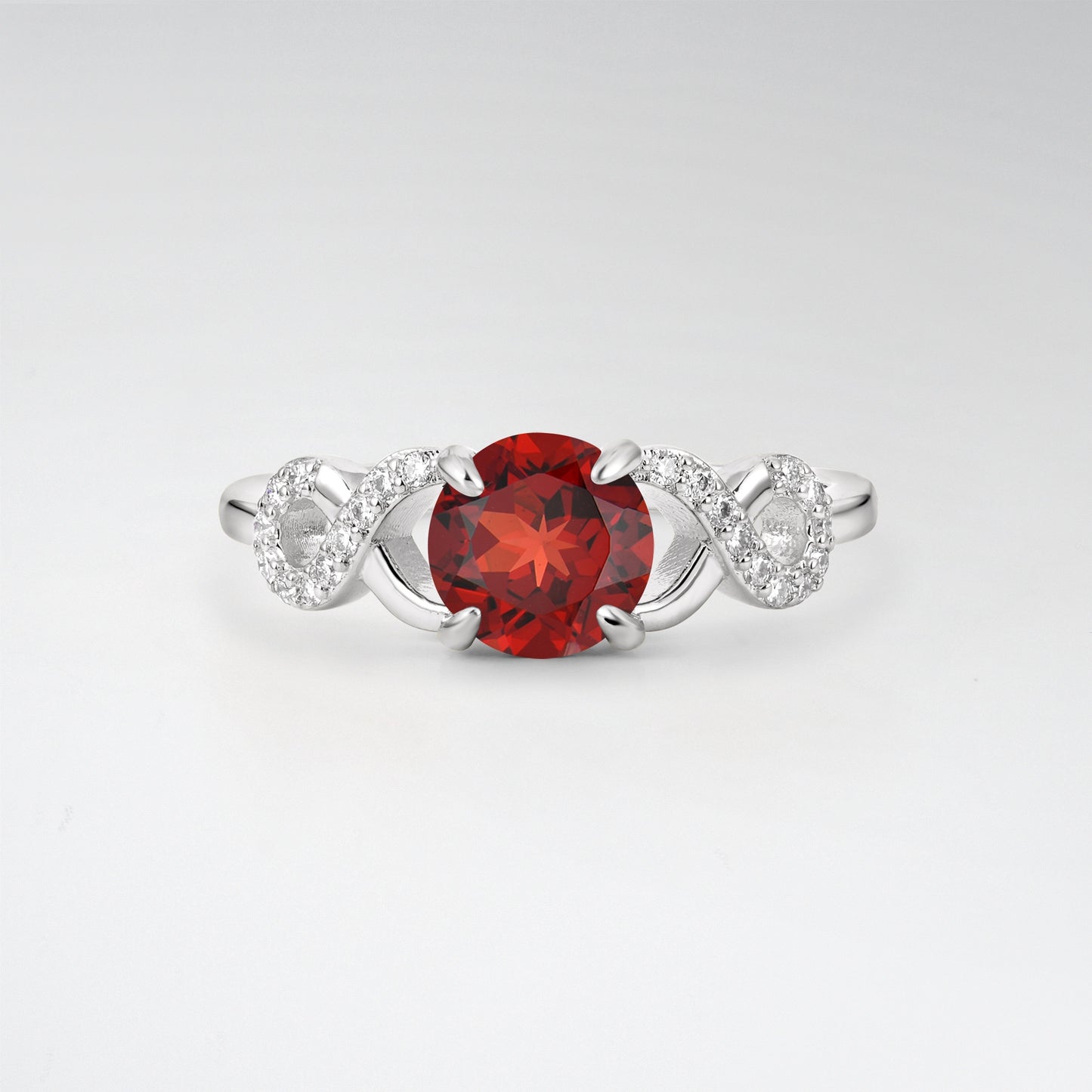 Classic Round Cut Garnet Infinity Engagement Ring for Her - Additional view