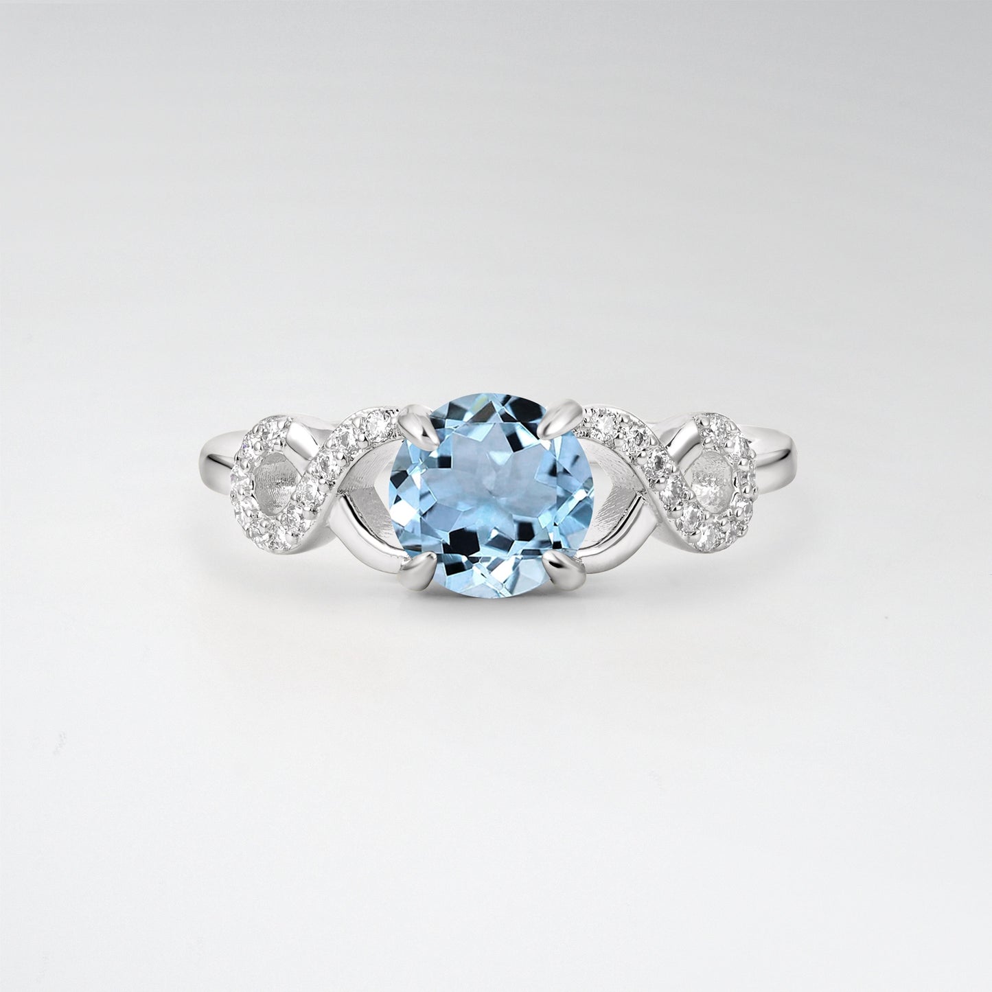 Classic Round Cut Aquamarine Infinity Engagement Ring for Her - Additional view