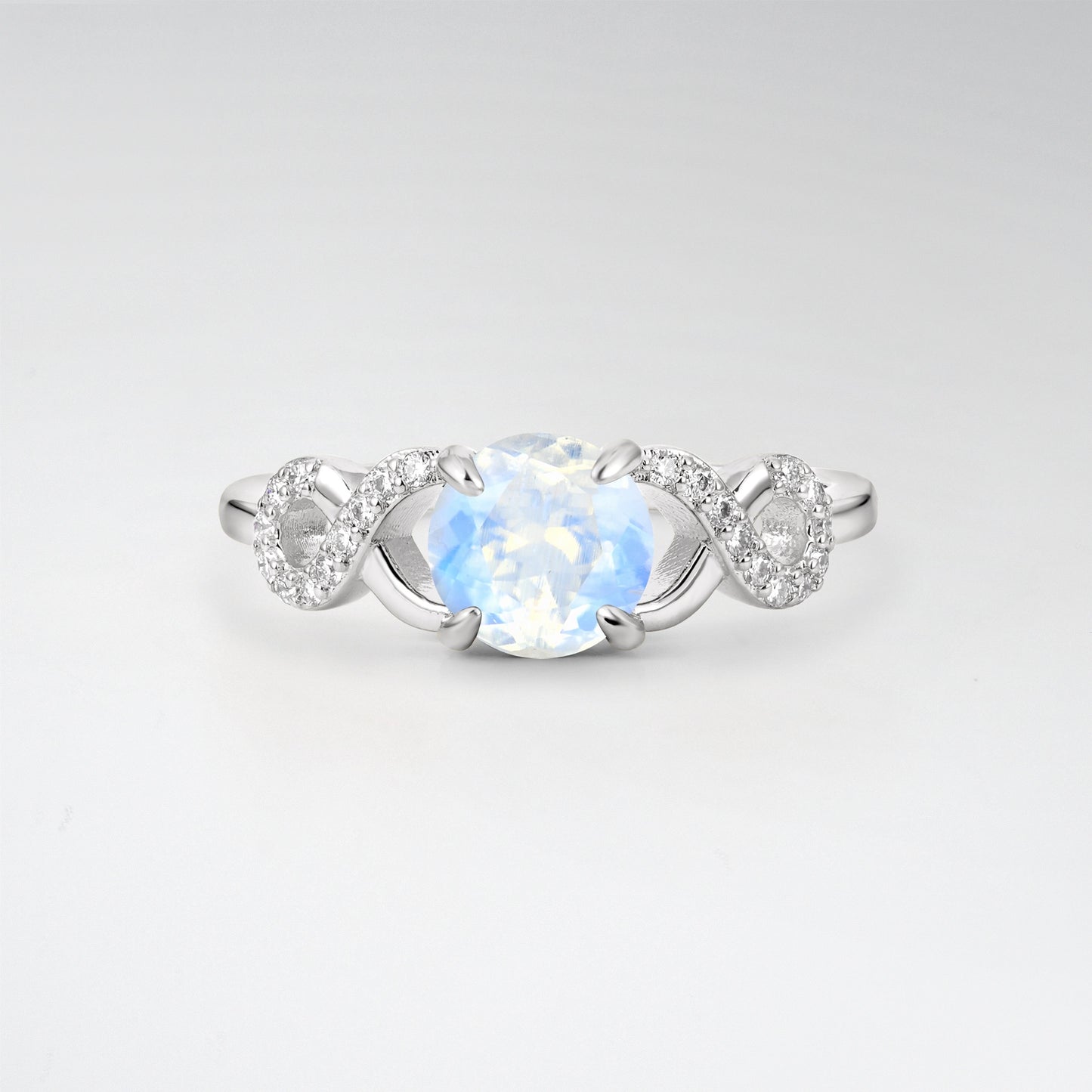 Classic Round Cut Moonstone Infinity Engagement Ring for Her - Additional view