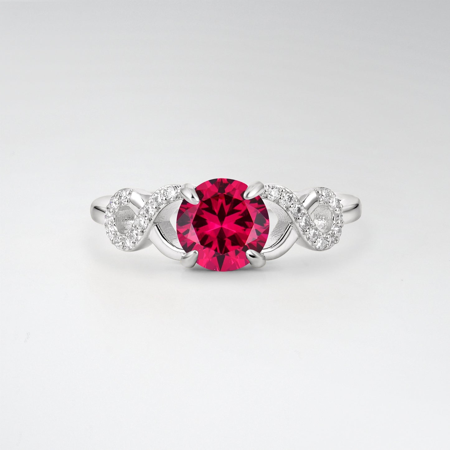 Classic Round Cut Ruby Infinity Engagement Ring for Her - Additional view