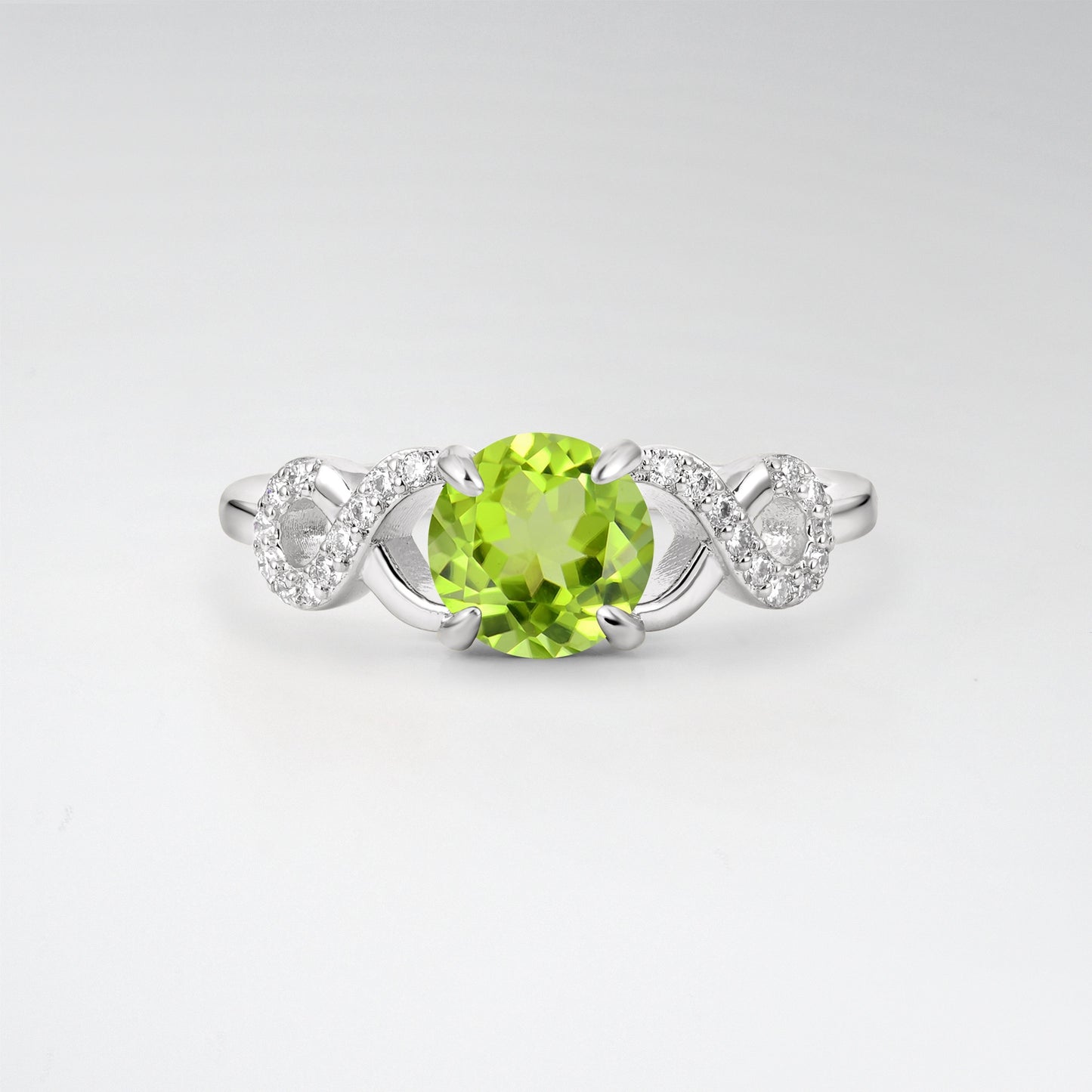 Classic Round Cut Peridot Infinity Engagement Ring for Her - Additional view