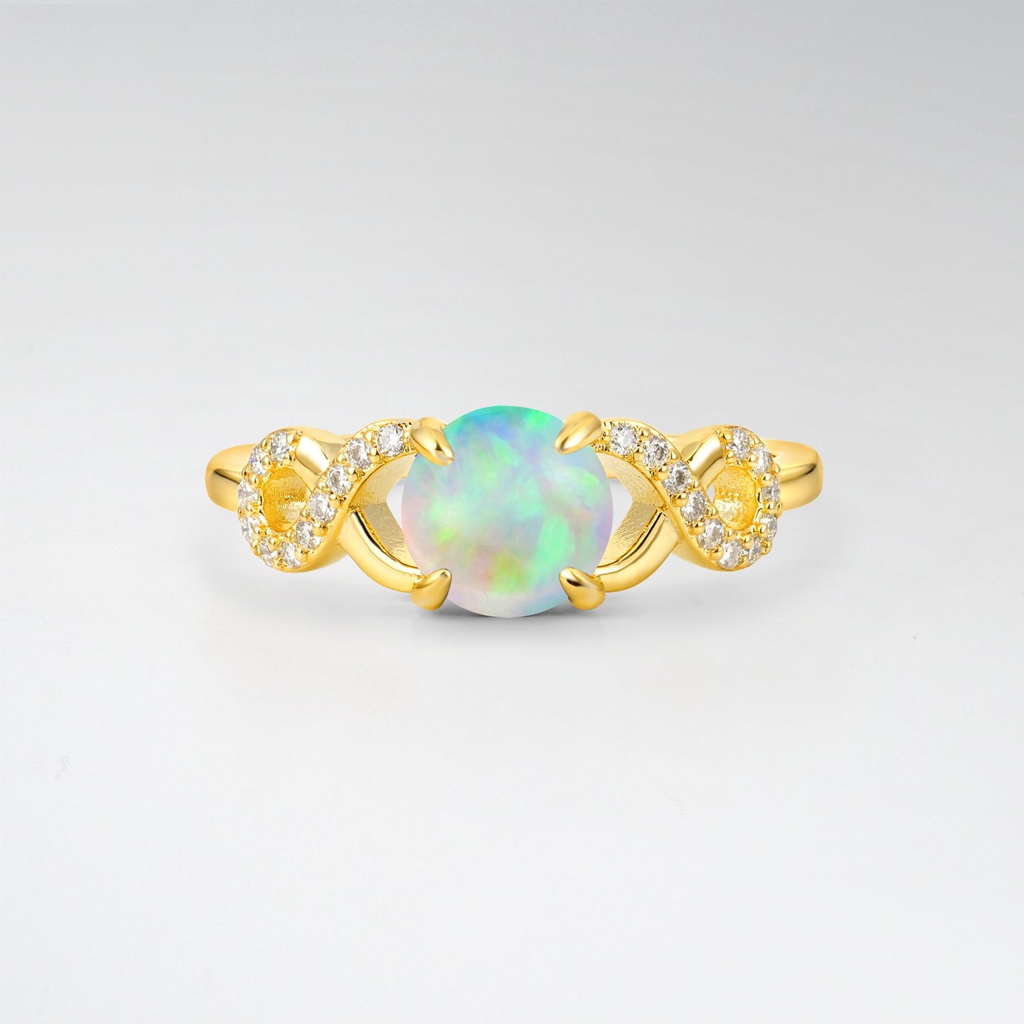 Classic Round Cut Opal Infinity Engagement Ring for Her - Additional view