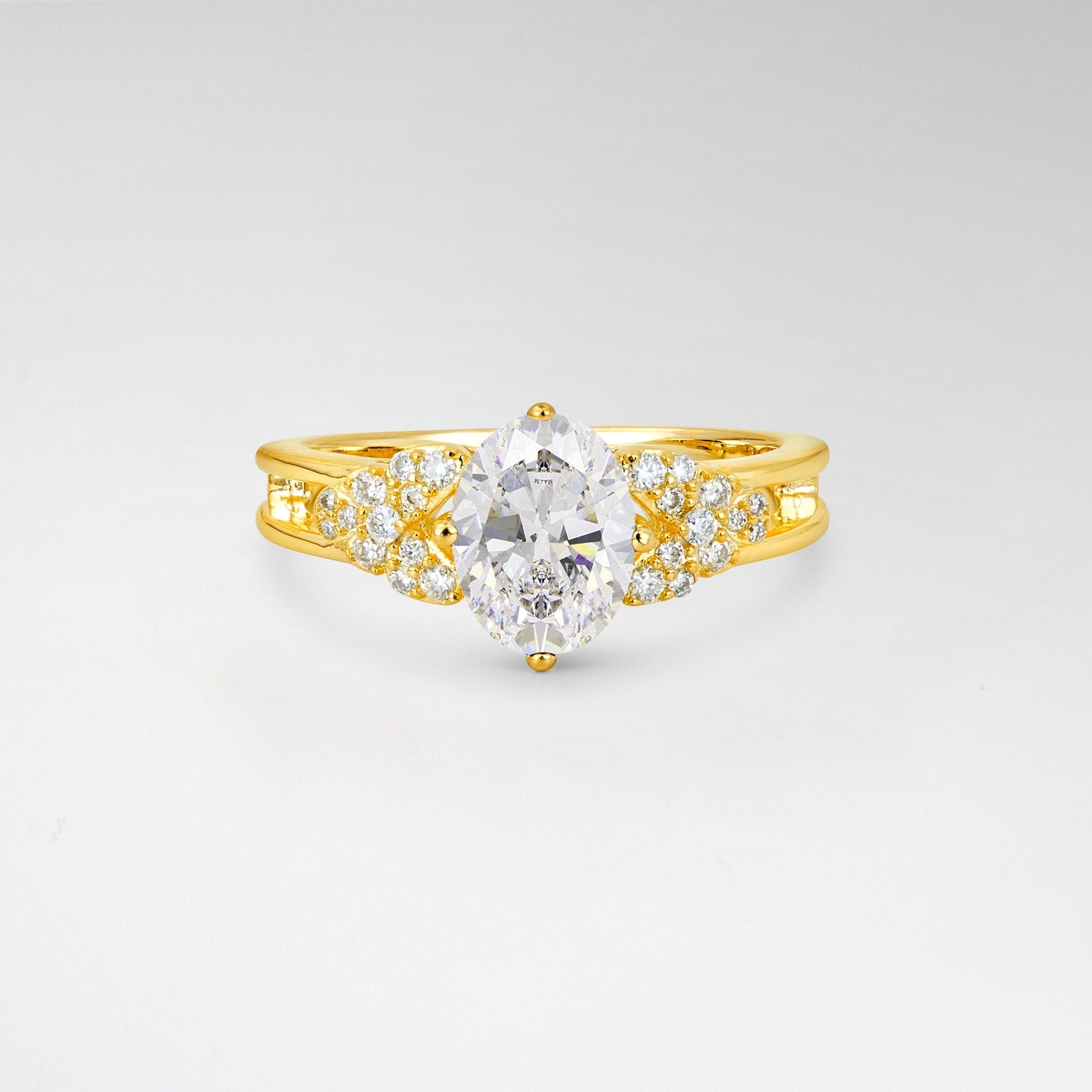 Vintage Oval Cut Ornate Cluster Moissanite Engagement Ring - Additional view