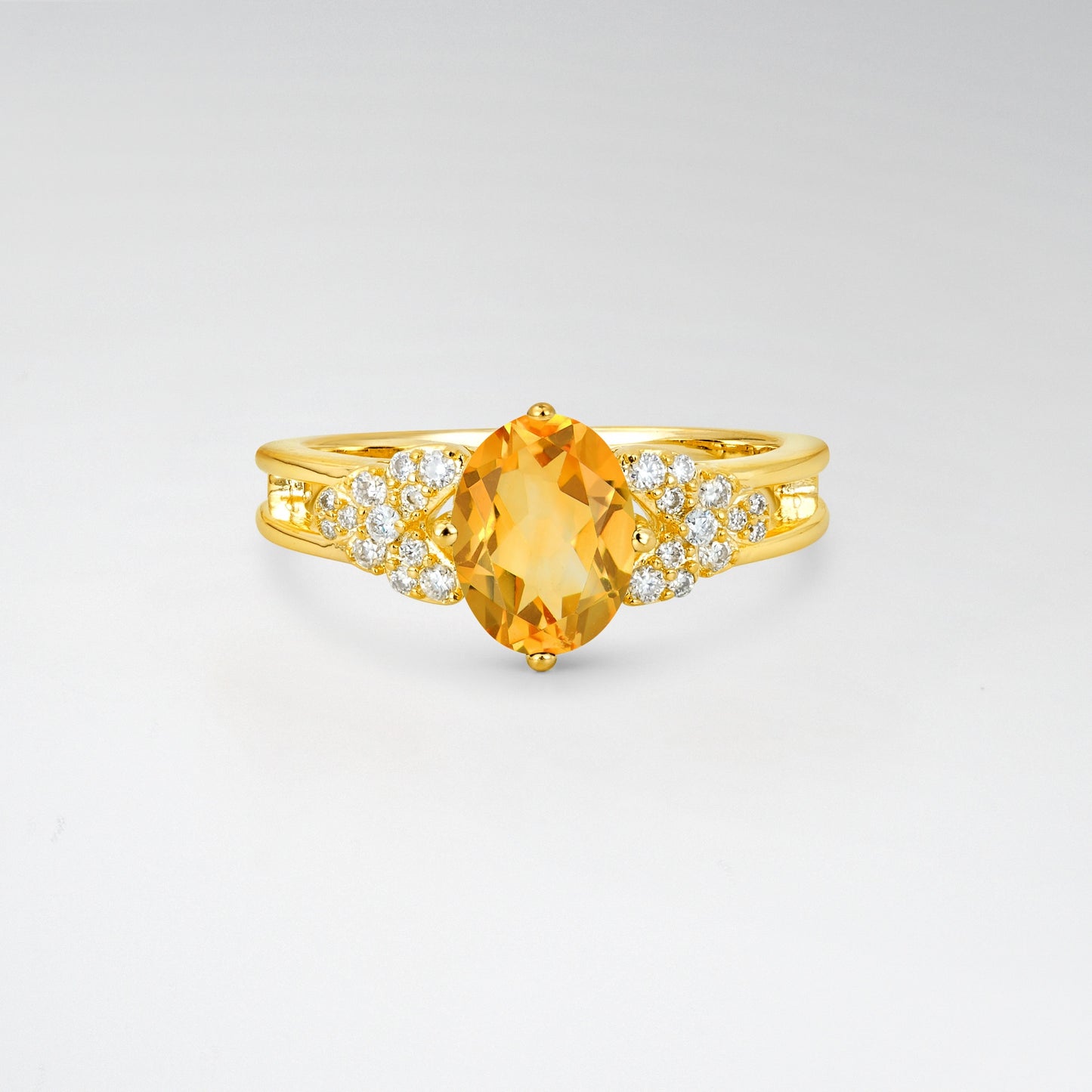 Vintage Oval Cut Ornate Cluster Citrine Engagement Ring - Additional view
