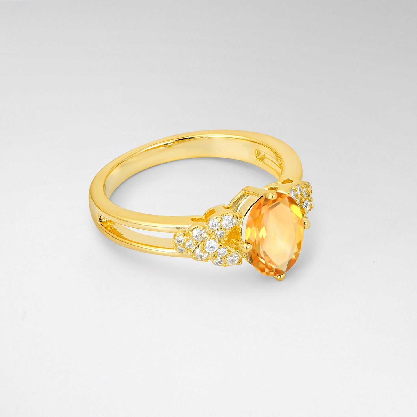 Vintage Oval Cut Ornate Cluster Citrine Engagement Ring - Additional view