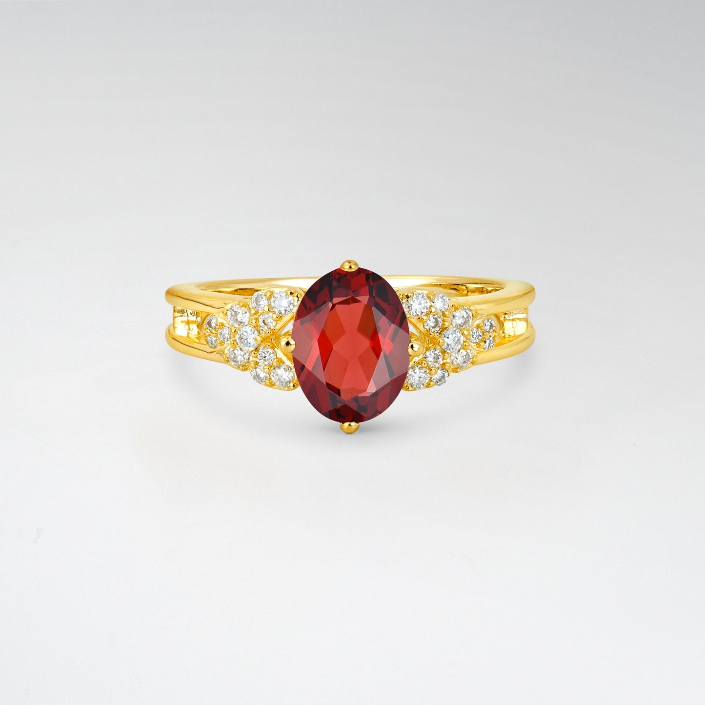 Vintage Oval Cut Ornate Cluster Garnet Engagement Ring - Additional view