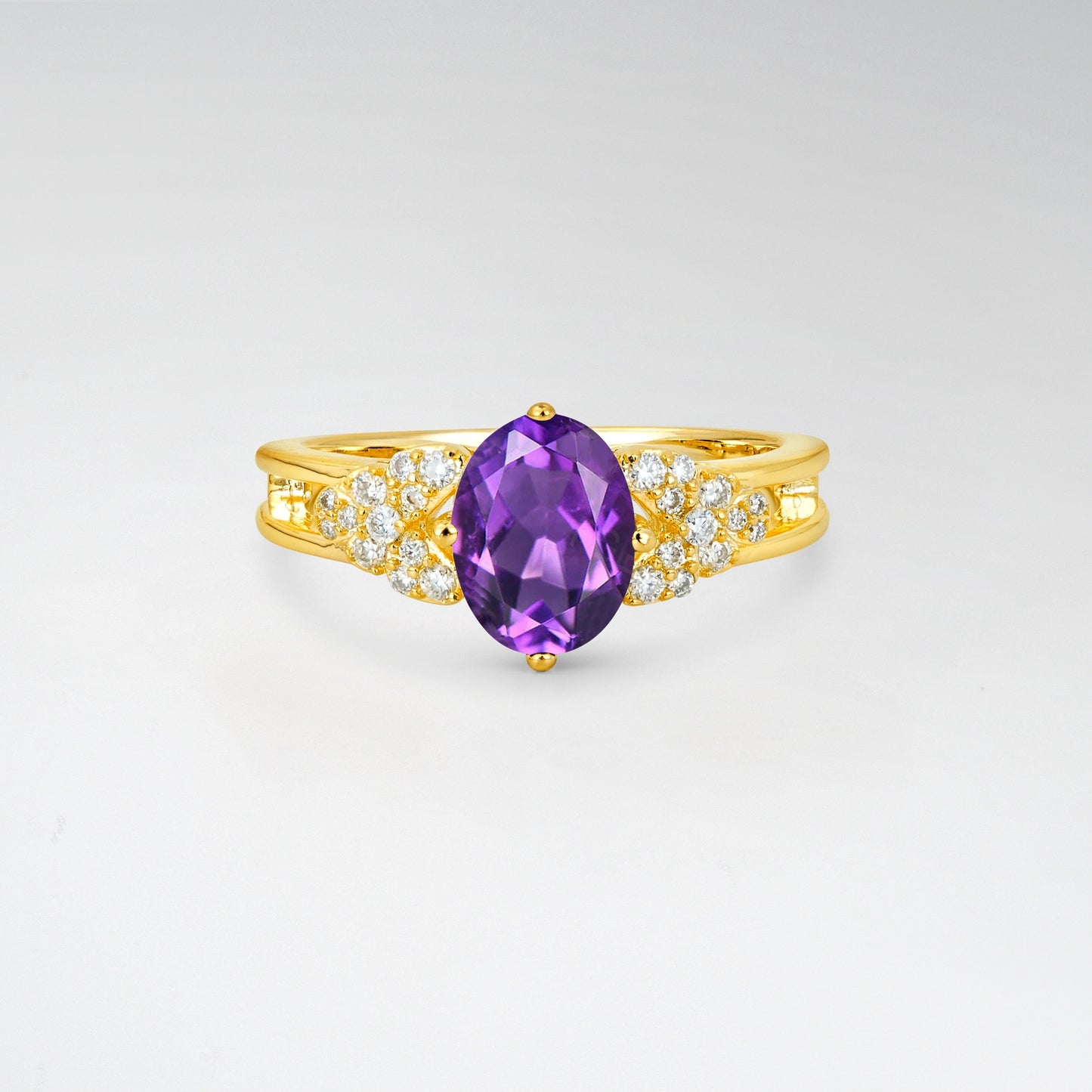 Vintage Oval Cut Ornate Cluster Amethyst Engagement Ring - Additional view