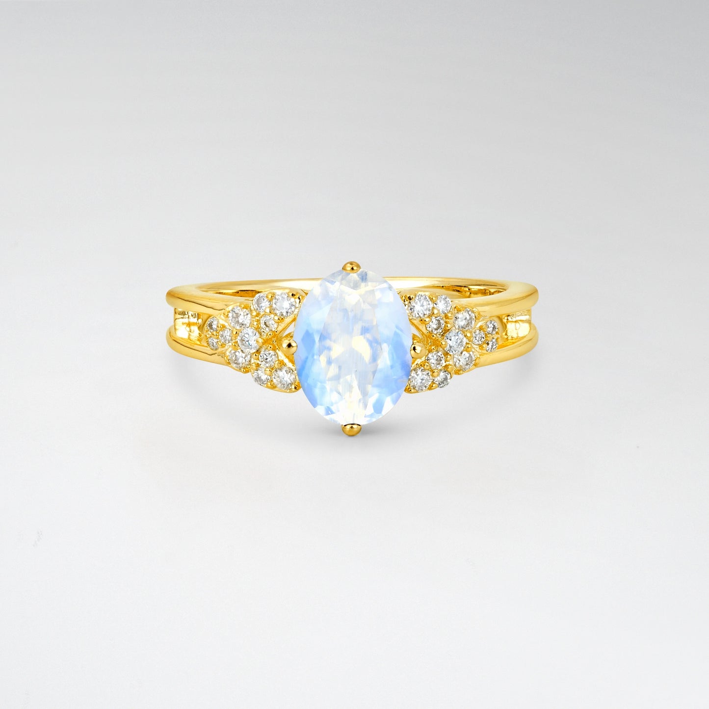 Vintage Oval Cut Ornate Cluster Moonstone Engagement Ring - Additional view