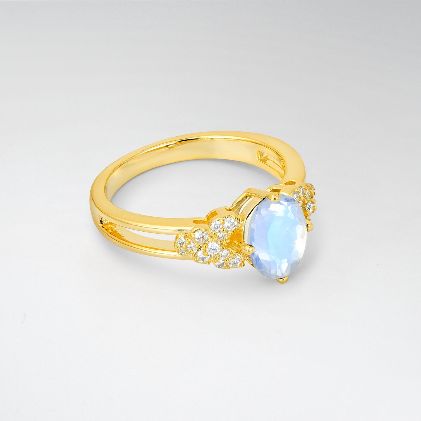 Vintage Oval Cut Ornate Cluster Moonstone Engagement Ring - Additional view