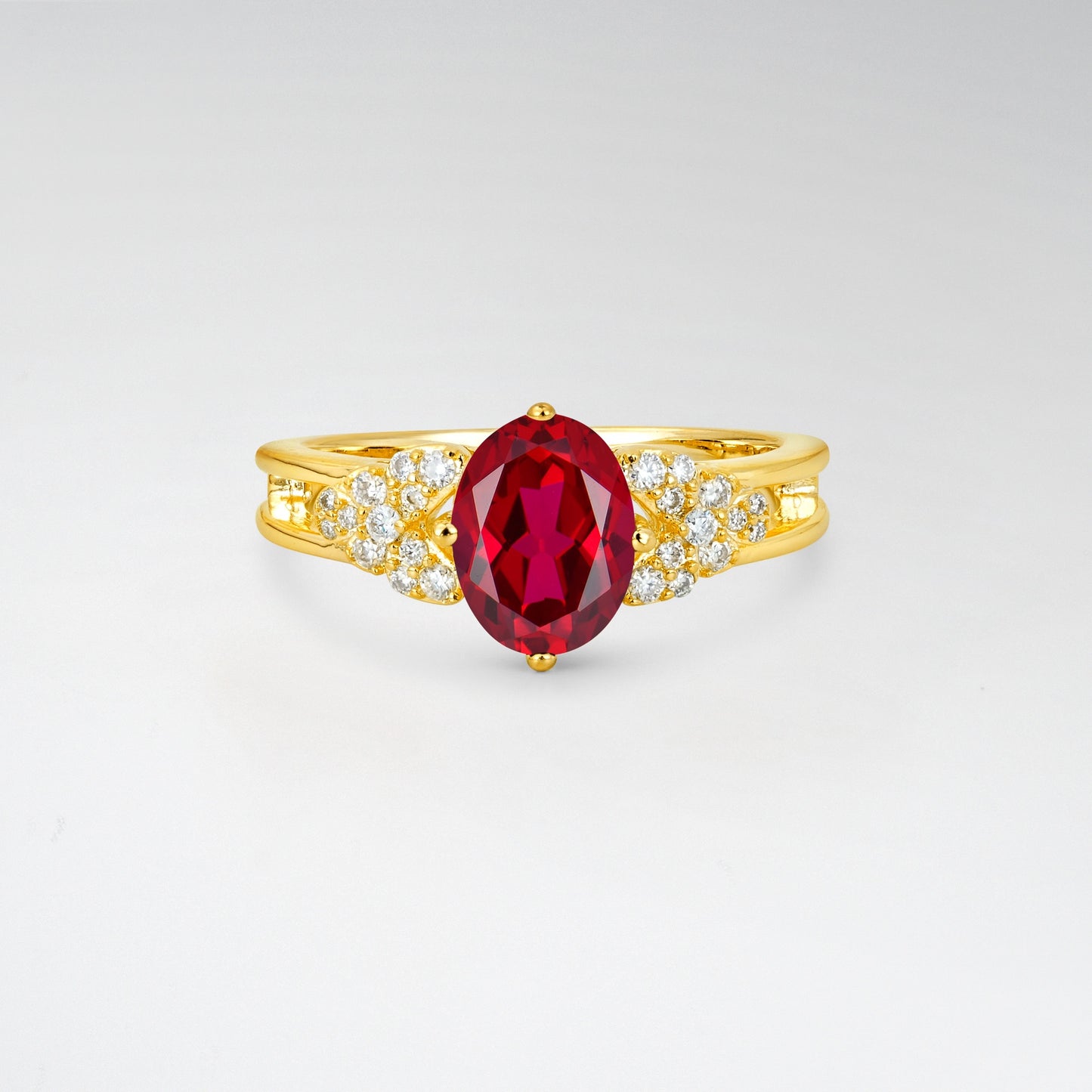 Vintage Oval Cut Ornate Cluster Ruby Engagement Ring - Additional view