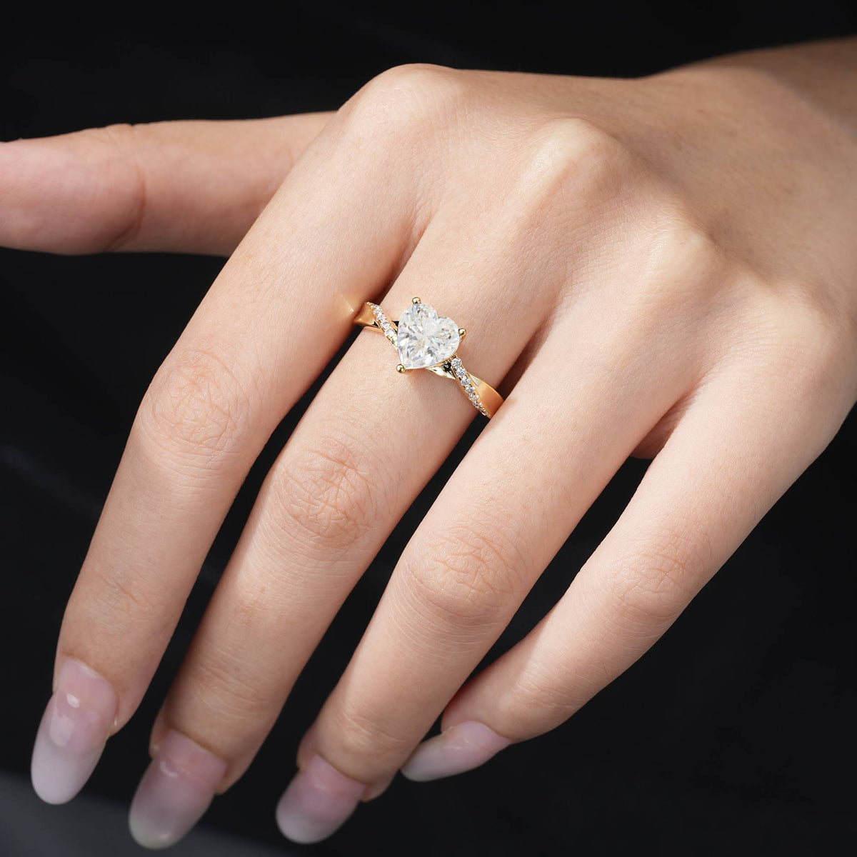 Heart Cut Moissanite Split Shank Engagement Ring for Her - Additional view