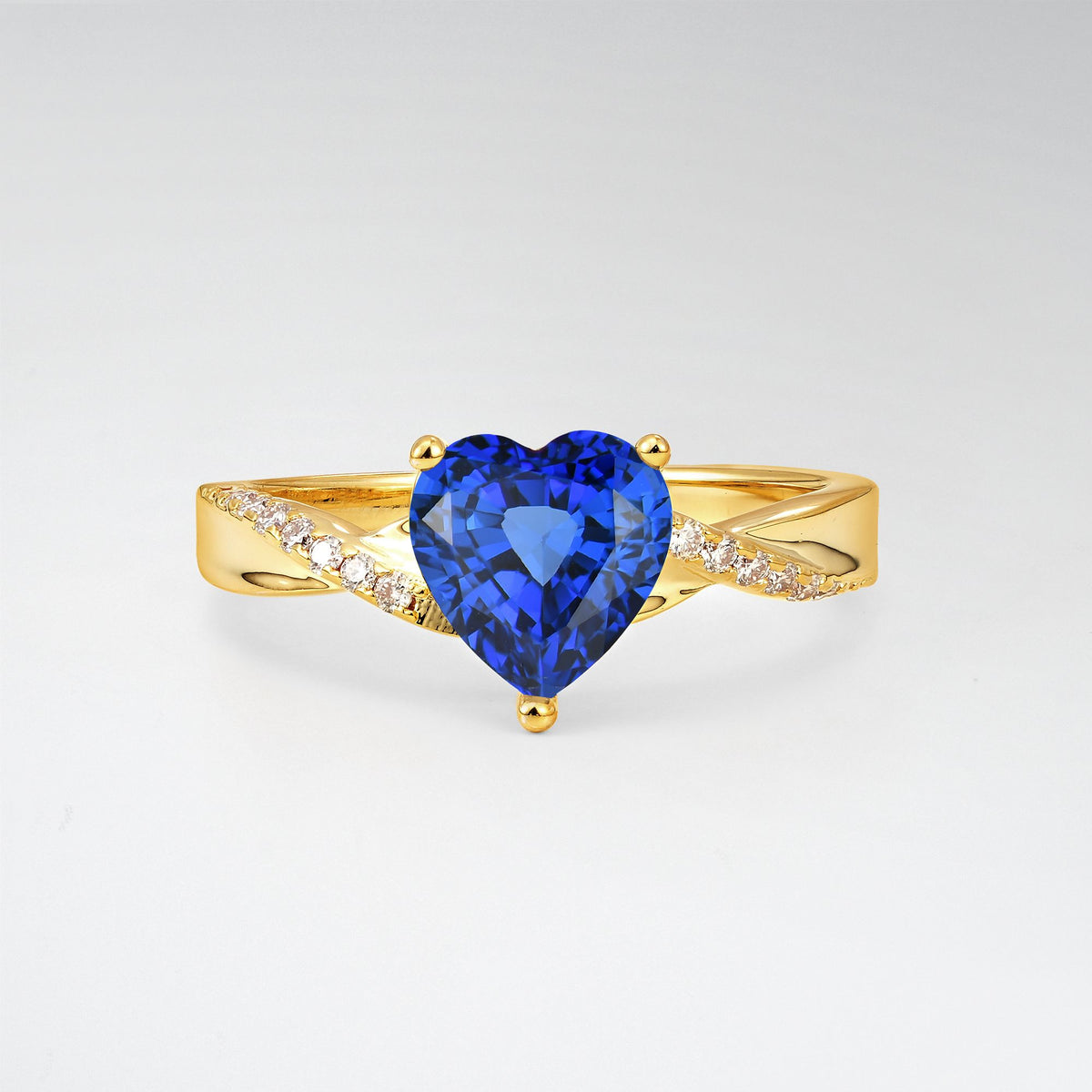 Heart Cut Sapphire Split Shank Engagement Ring for Her - Additional view