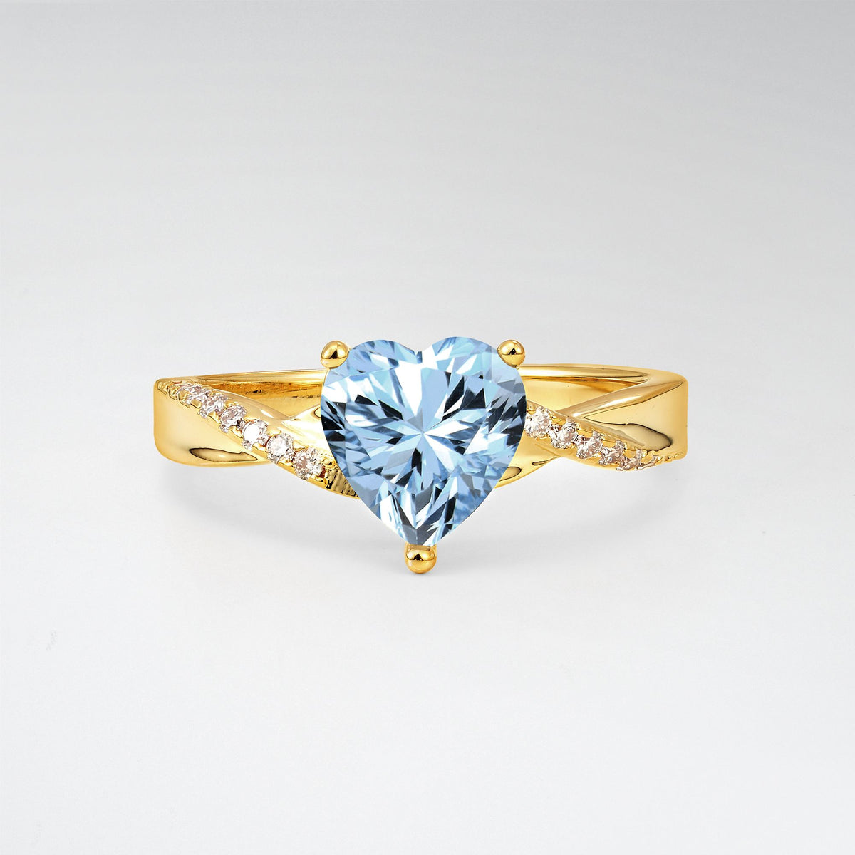 Heart Cut Aquamarine Split Shank Engagement Ring for Her - Additional view