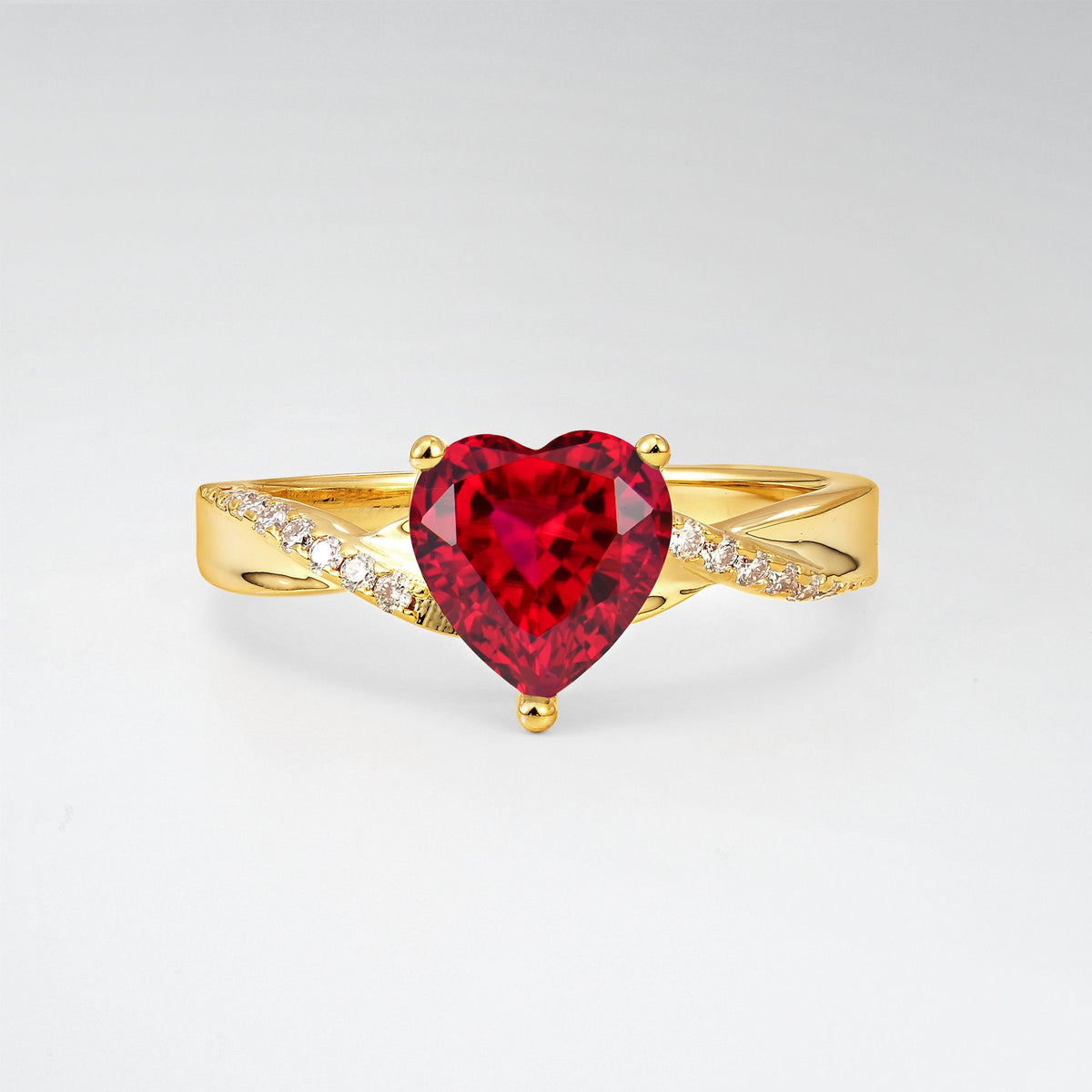 Heart Cut Ruby Split Shank Engagement Ring for Her - Additional view