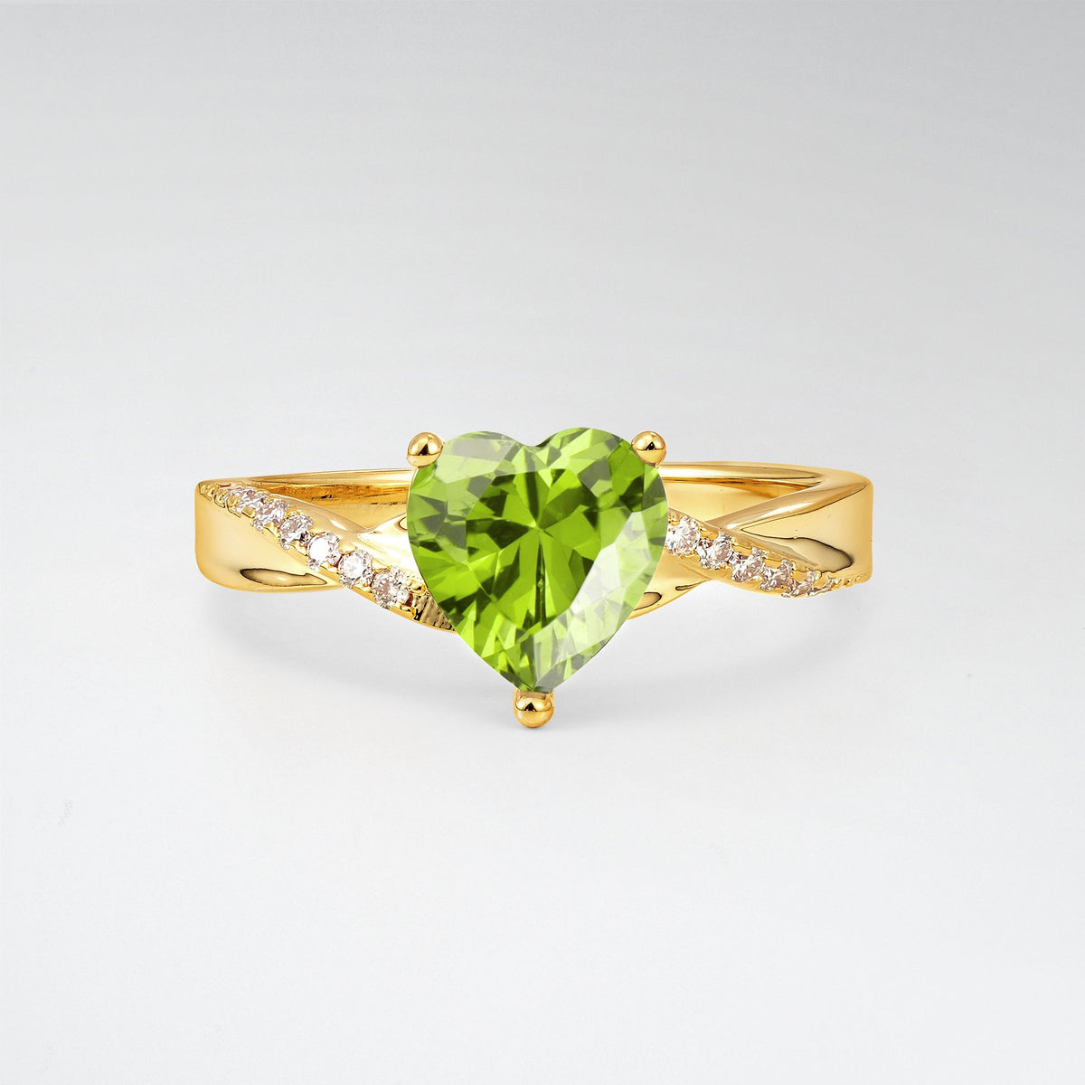 Heart Cut Peridot Split Shank Engagement Ring for Her - Additional view