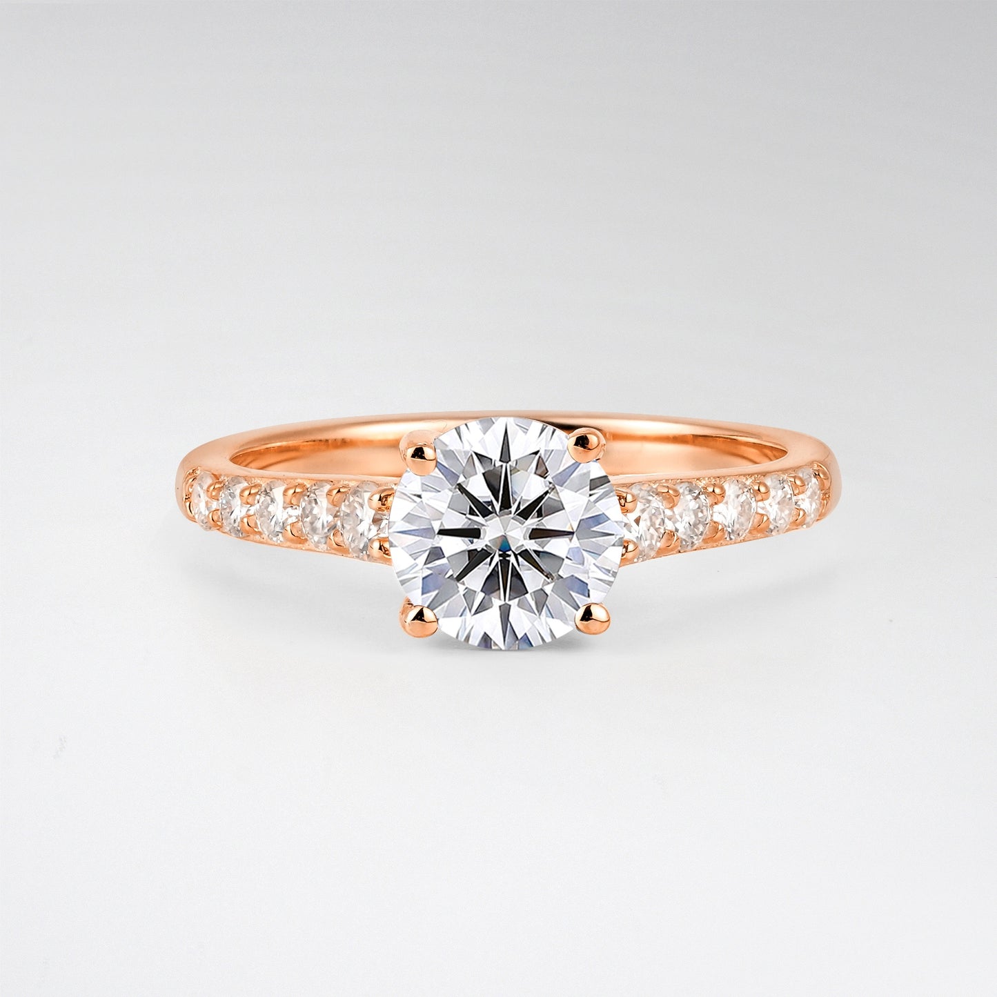 Classic Round Cut Lab Diamond Pavé Engagement Ring - Additional view