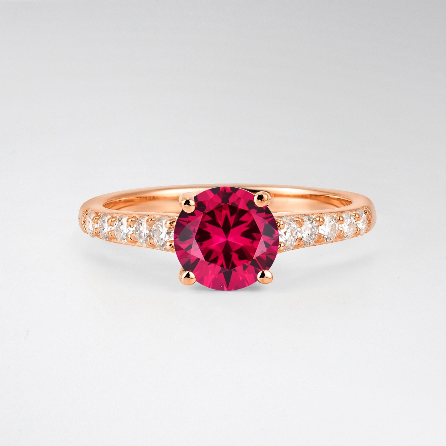 Classic Round Cut Ruby Pavé Engagement Ring - Additional view