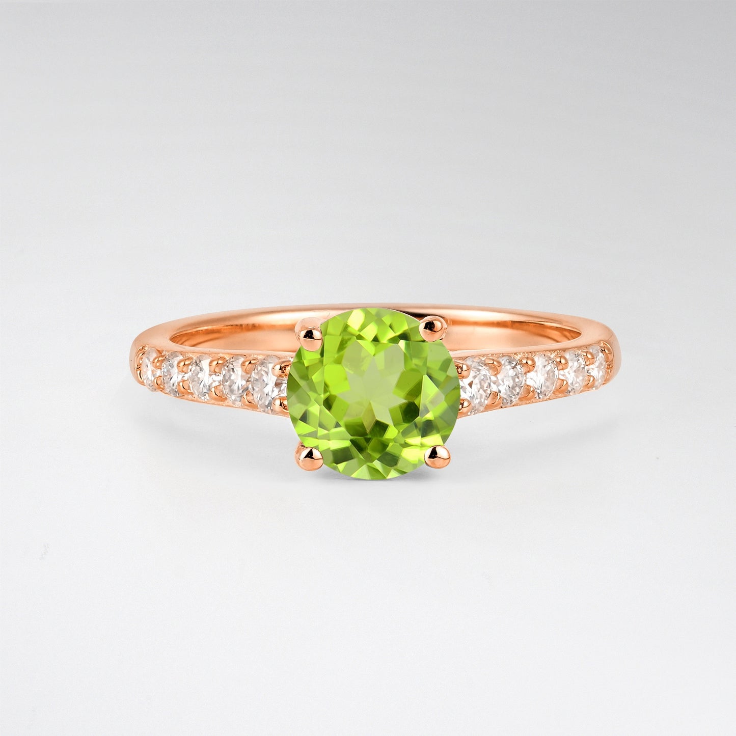 Classic Round Cut Peridot Pavé Engagement Ring - Additional view