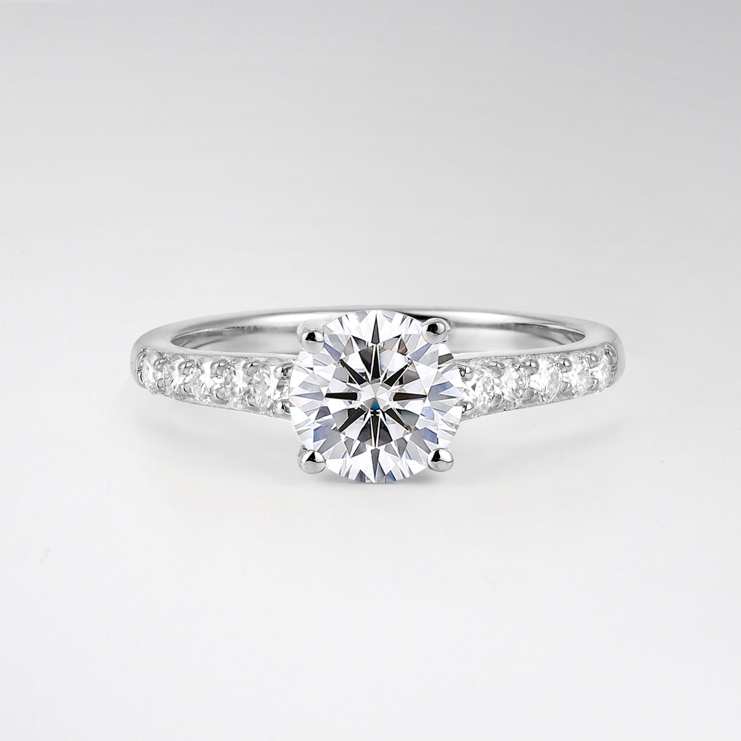 Classic Round Cut Lab Diamond Pavé Engagement Ring - Additional view