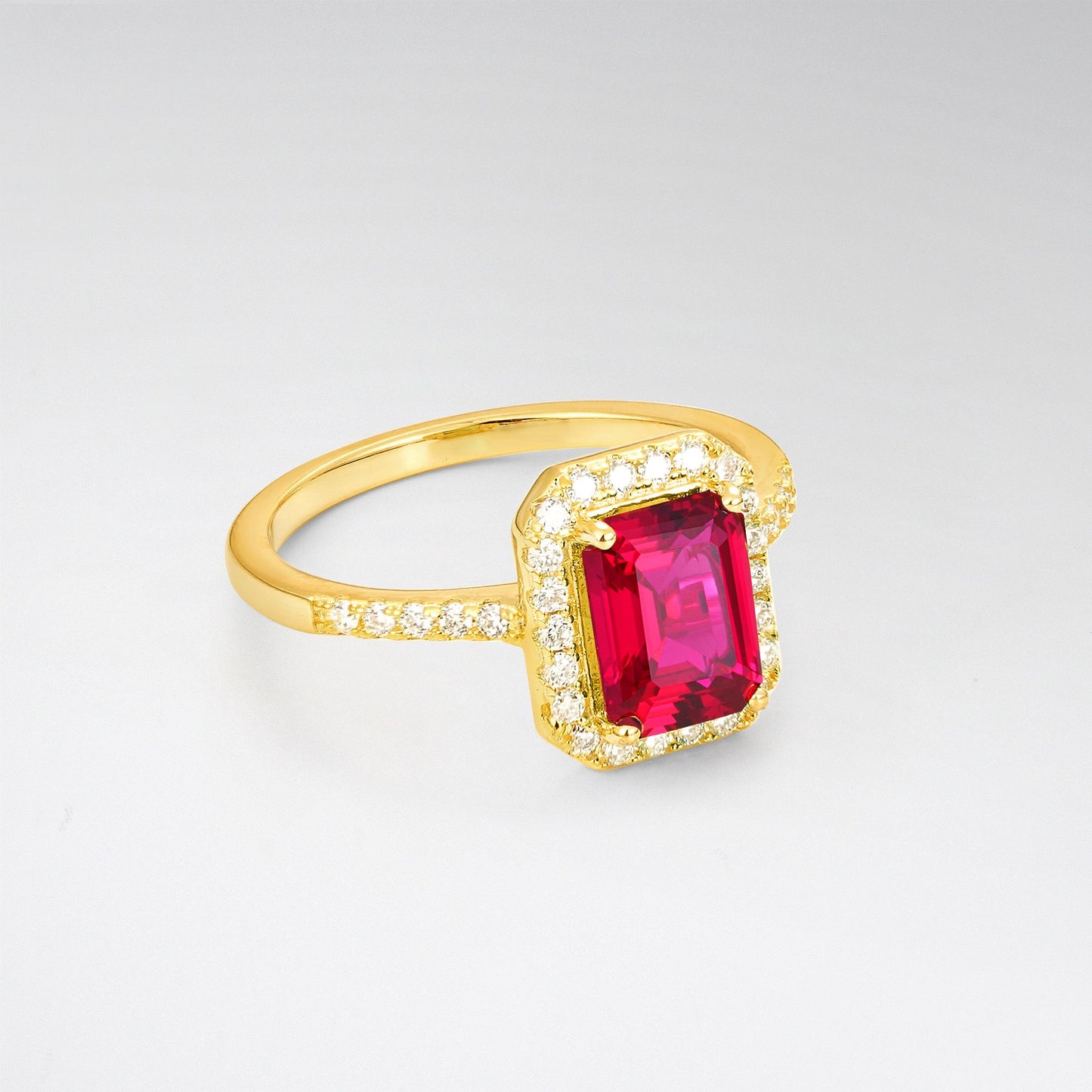Vintage Emerald Cut Ruby Halo Engagement Ring - Additional view