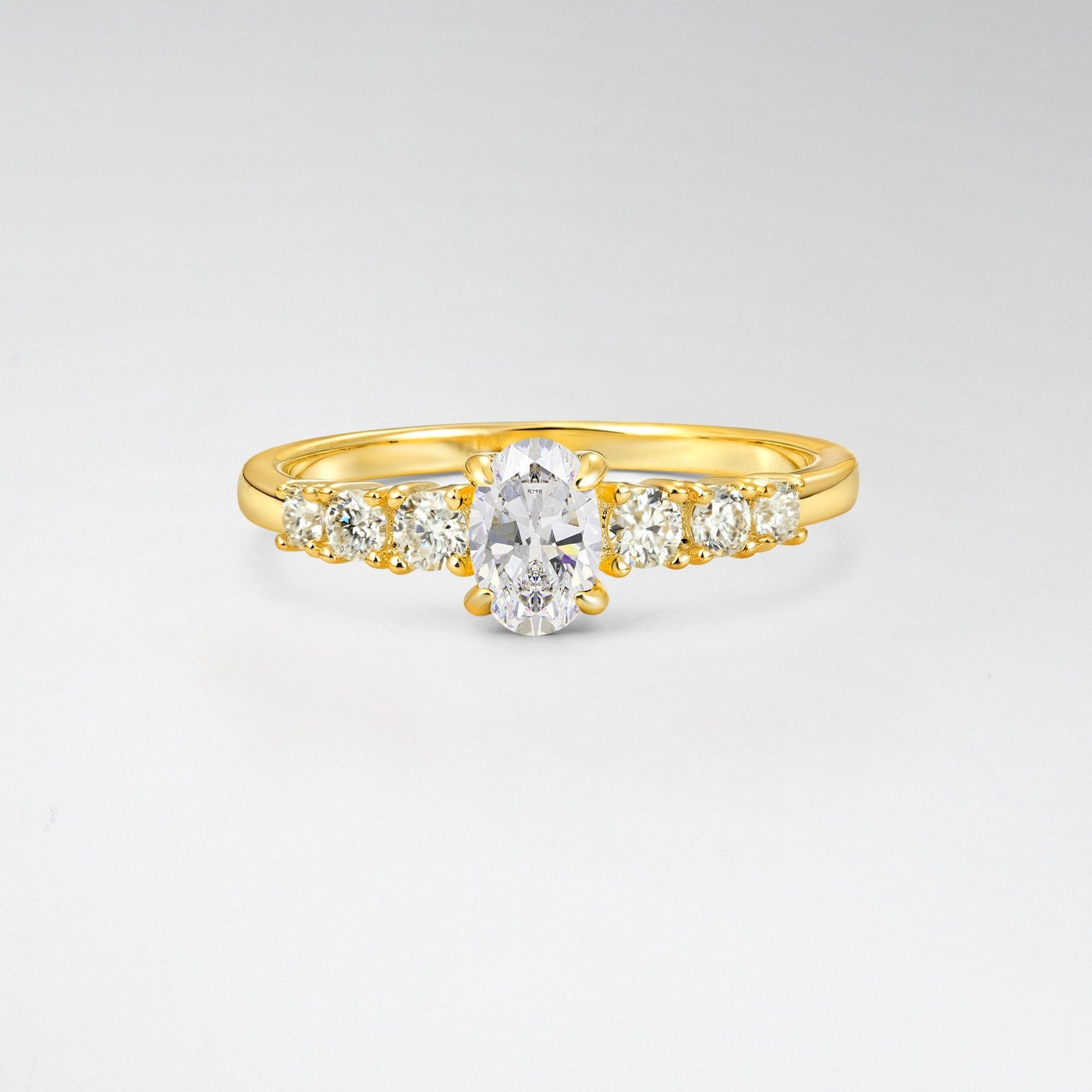 Oval Cut Moissanite Side Stone Classic Engagement Ring - Additional view