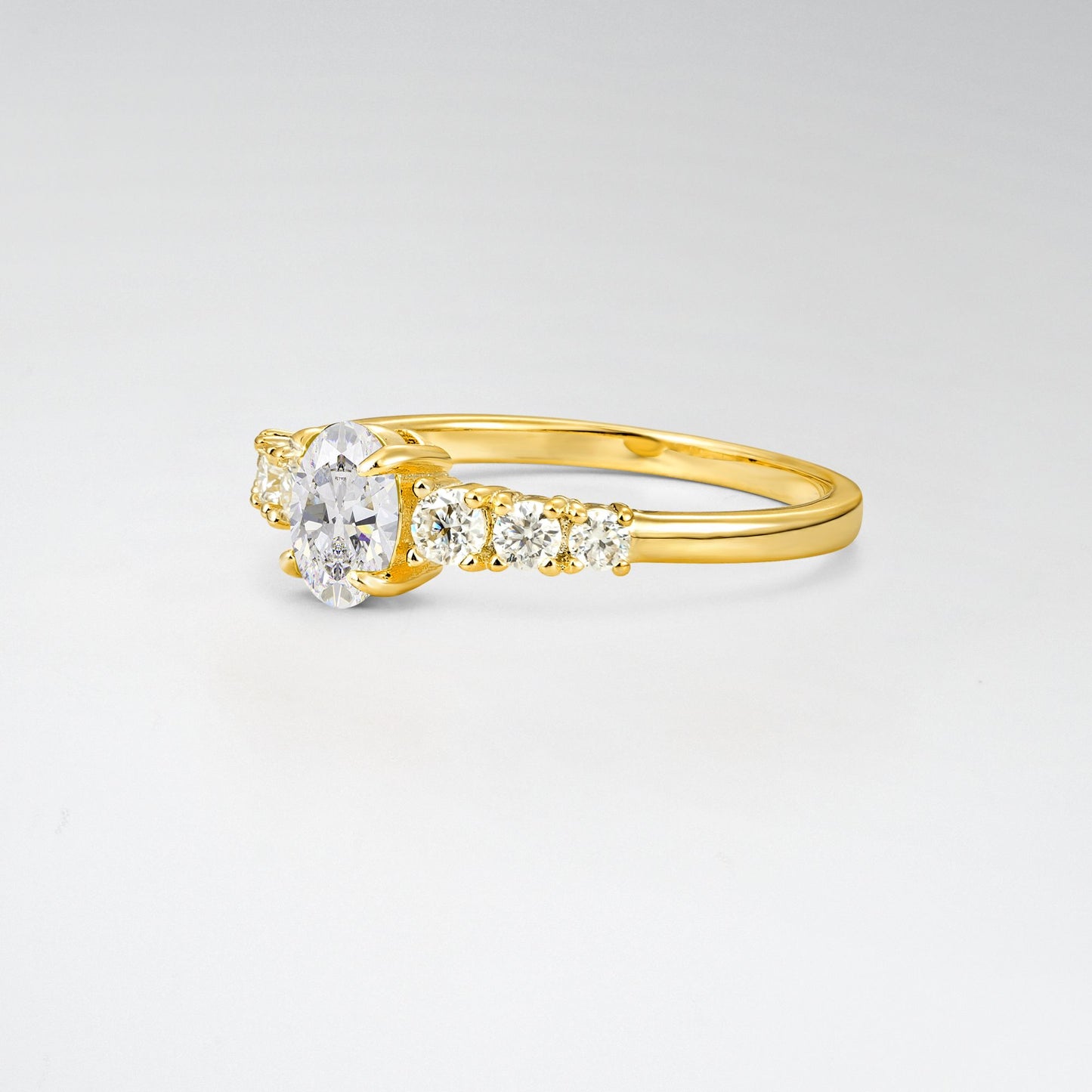 Oval Cut Moissanite Side Stone Classic Engagement Ring - Additional view