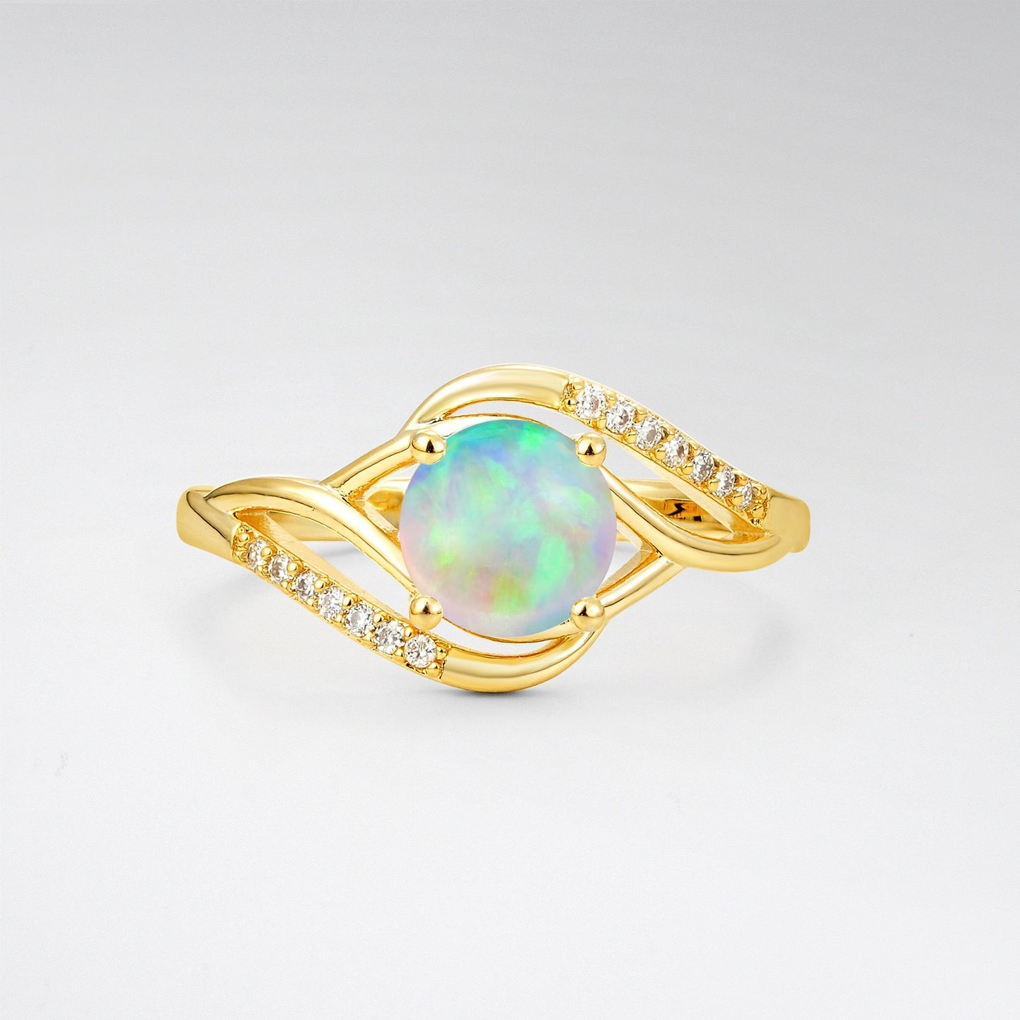 Elegant Opal Engagement Ring with Intricate Twisted - Additional view