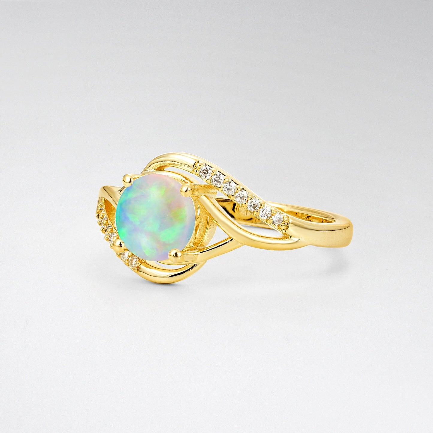Elegant Opal Engagement Ring with Intricate Twisted - Additional view