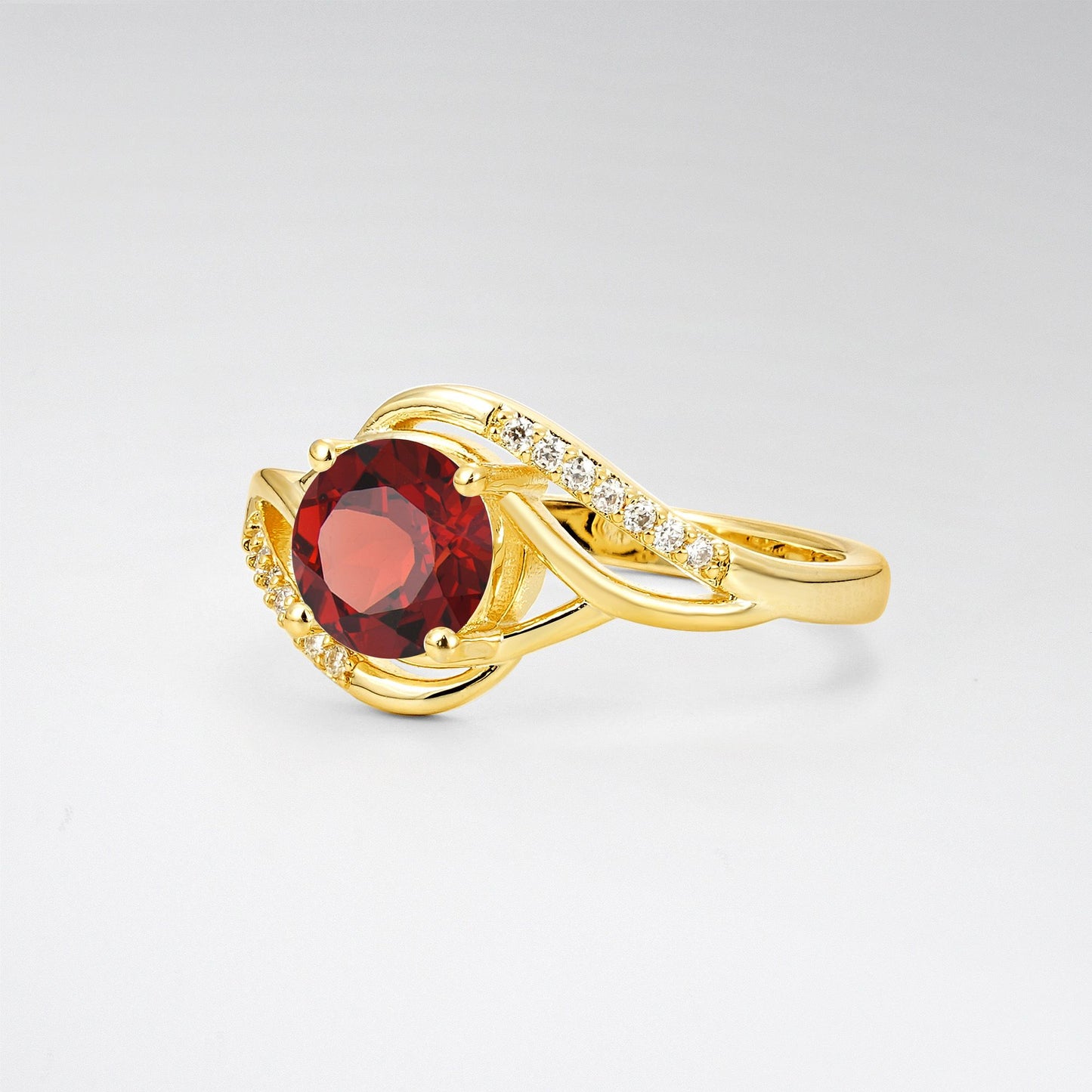Elegant Garnet Engagement Ring with Intricate Twisted - Additional view
