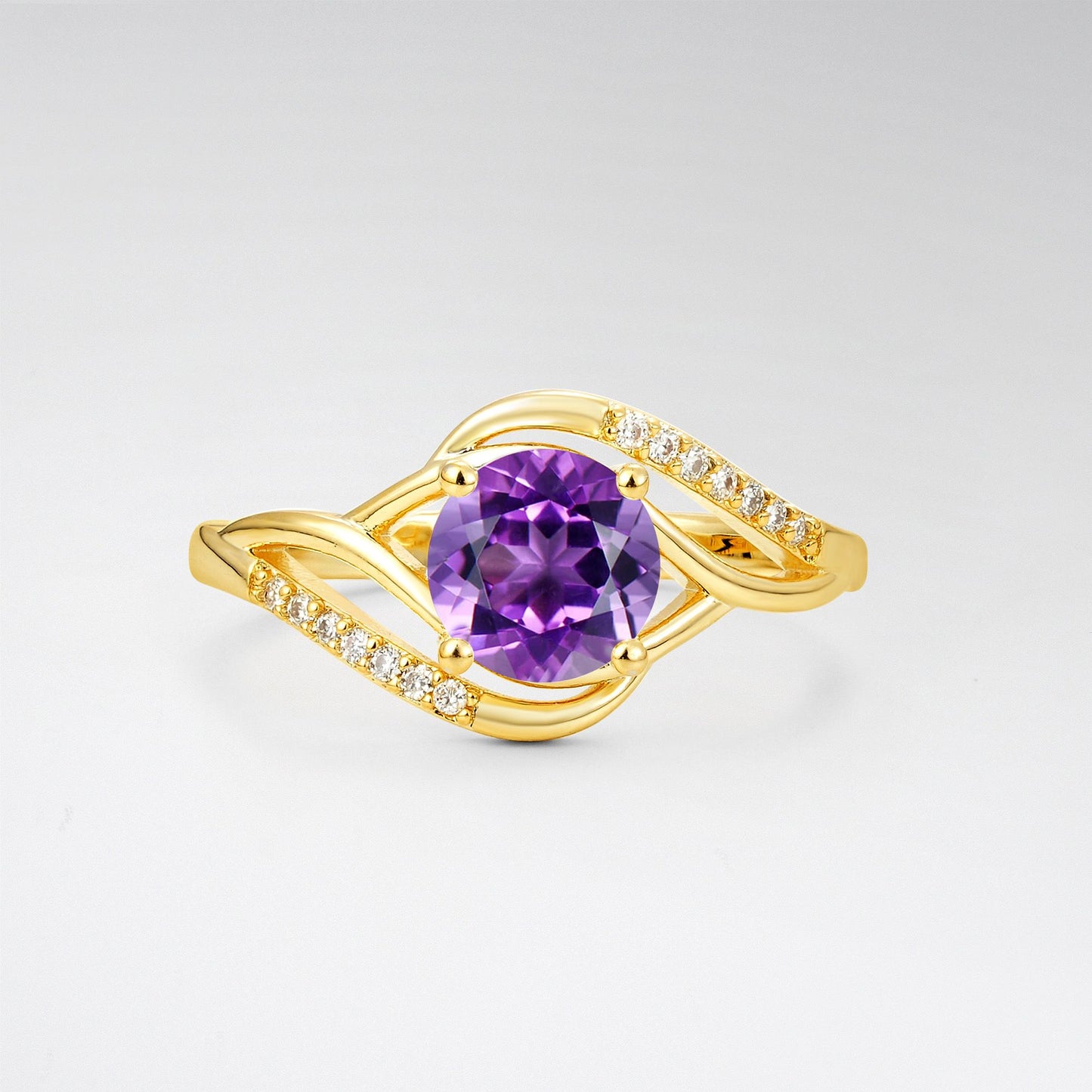 Elegant Amethyst Engagement Ring with Intricate Twisted - Additional view