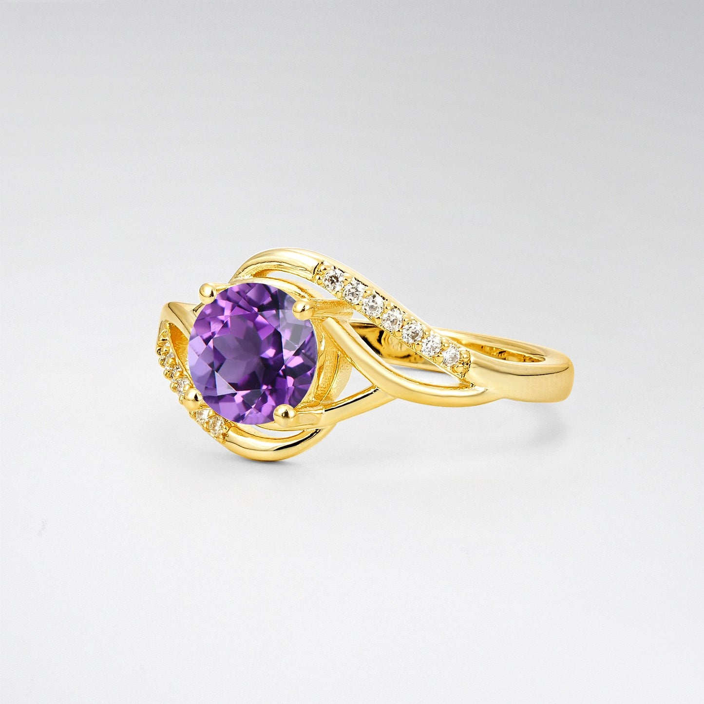 Elegant Amethyst Engagement Ring with Intricate Twisted - Additional view
