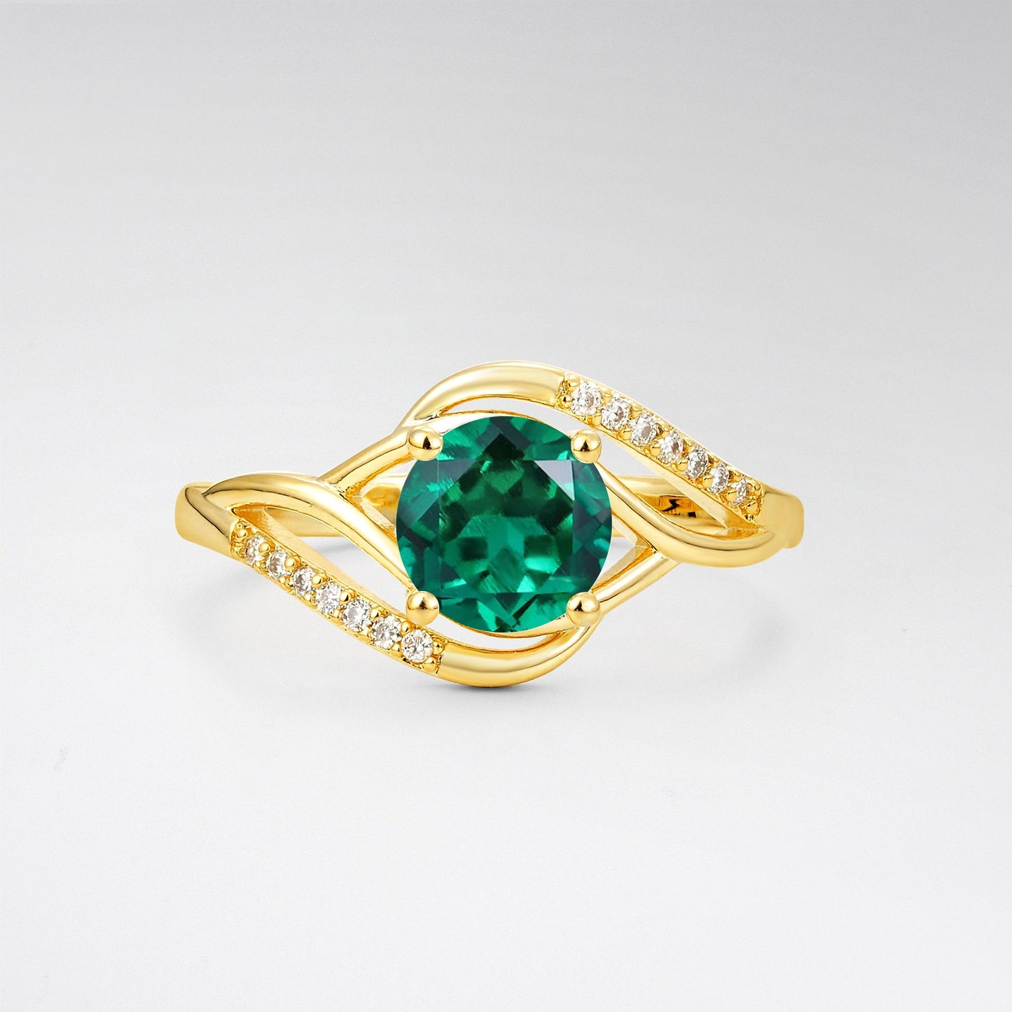 Elegant Emerald Engagement Ring with Intricate Twisted - Additional view