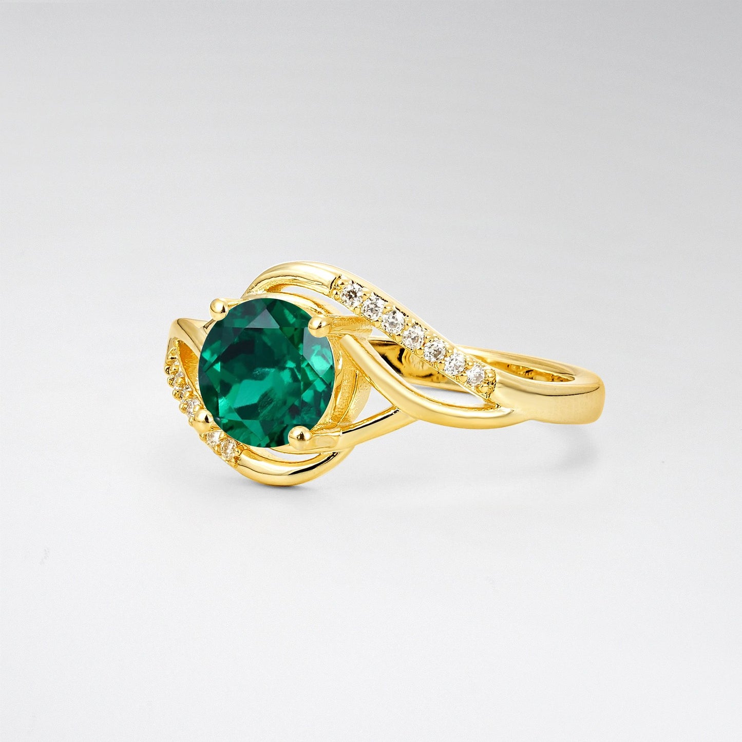 Elegant Emerald Engagement Ring with Intricate Twisted - Additional view