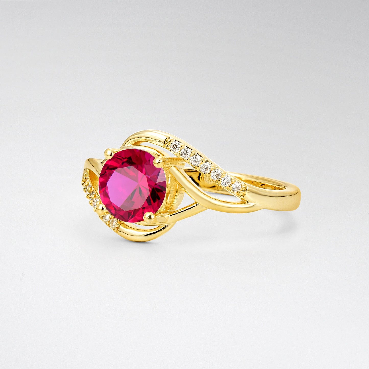 Elegant Ruby Engagement Ring with Intricate Twisted - Additional view