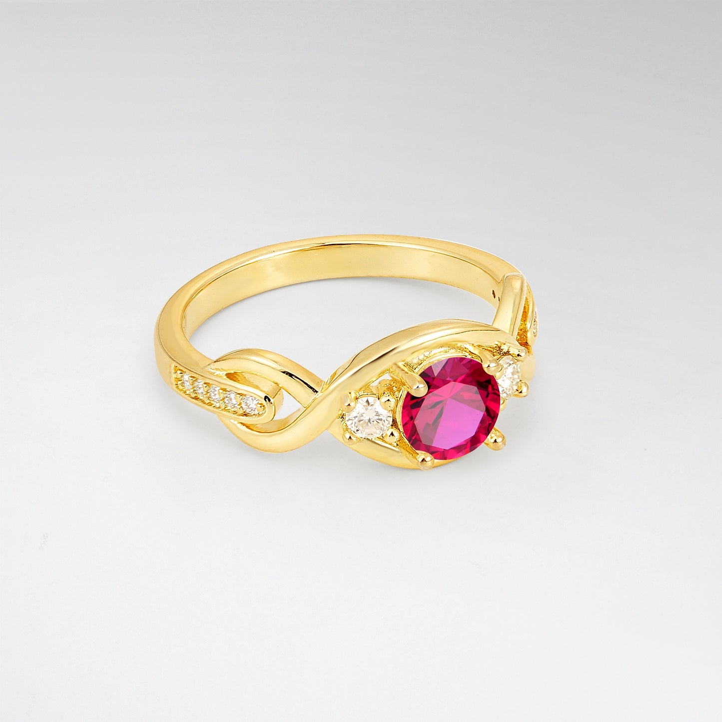 Vintage Round Cut Intertwined Ruby Engagement Ring - Additional view
