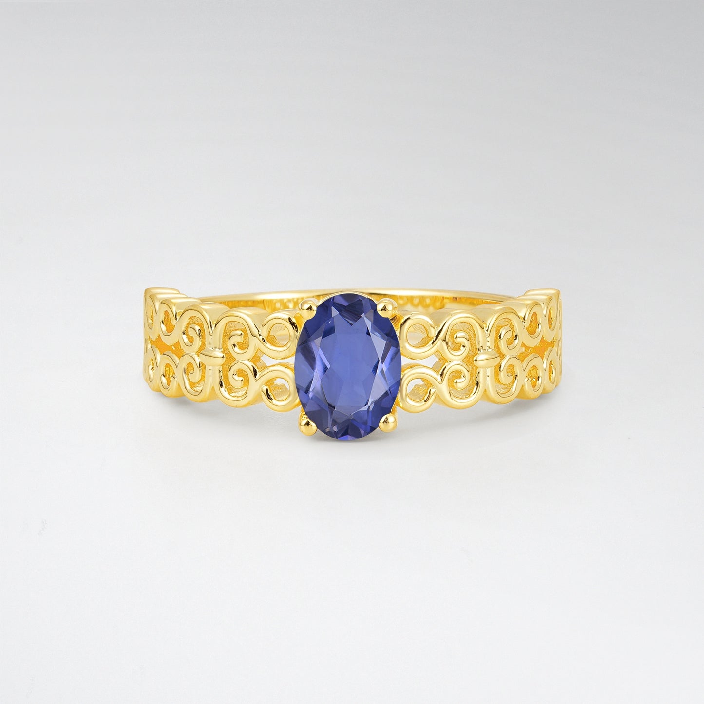Vintage Oval Cut Ornate Filigree Tanzanite Solitaire Ring - Additional view