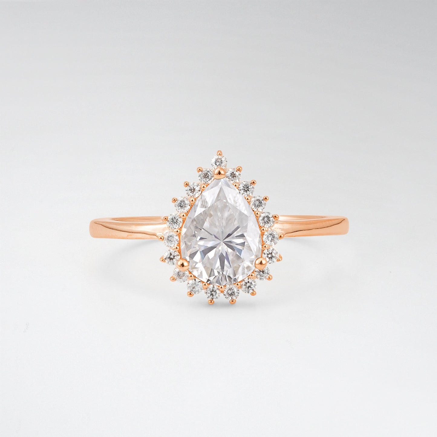 Vintage Art Deco Pear Cut Moissanite Sunburst Halo Engagement Ring - Additional view