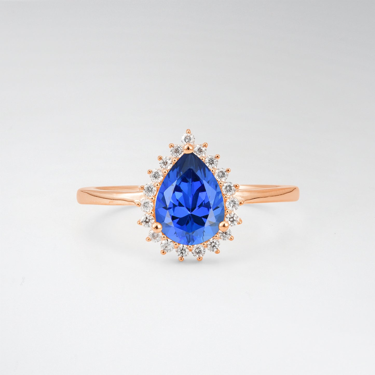 Vintage Art Deco Pear Cut Sapphire Sunburst Halo Engagement Ring - Additional view