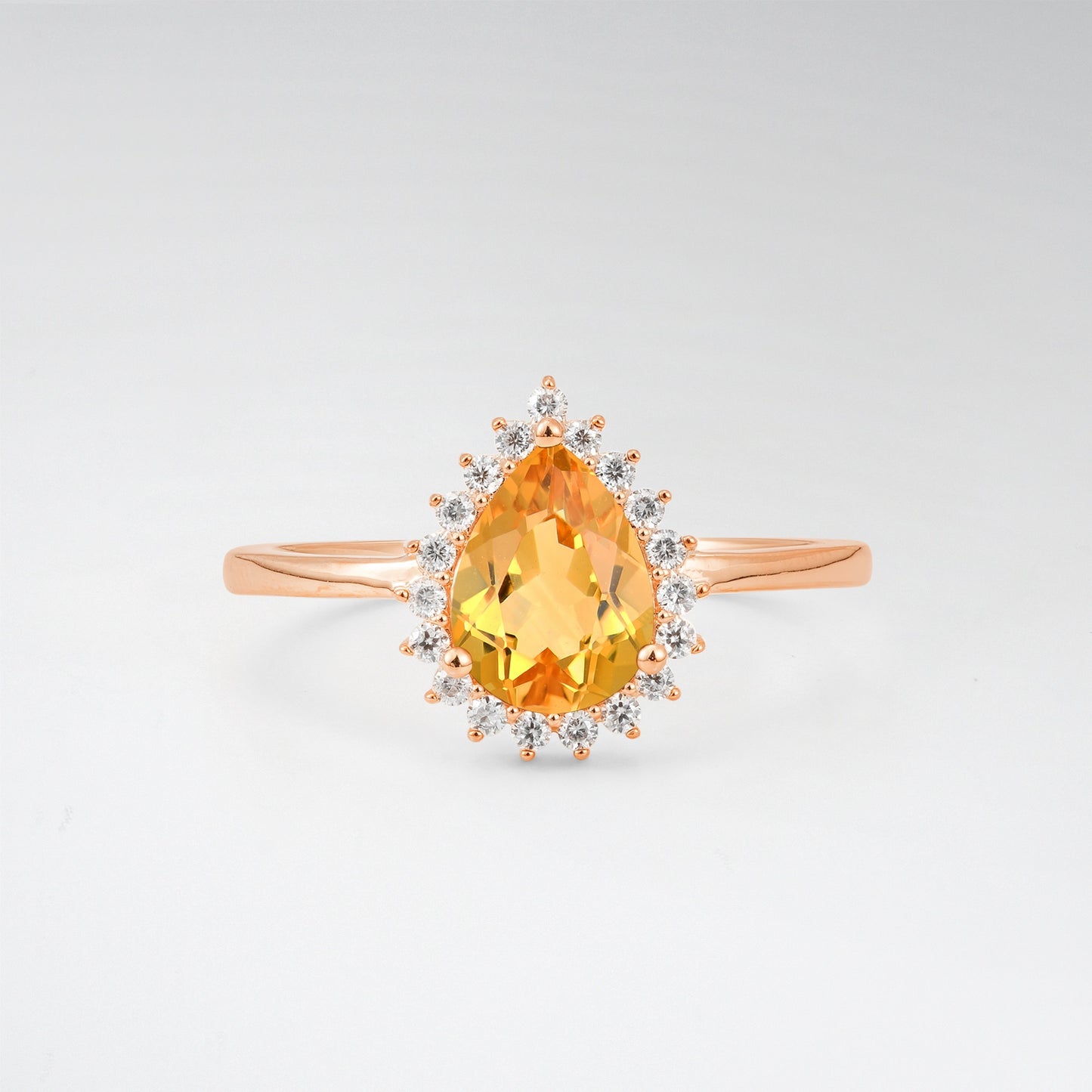 Vintage Art Deco Pear Cut Citrine Sunburst Halo Engagement Ring - Additional view