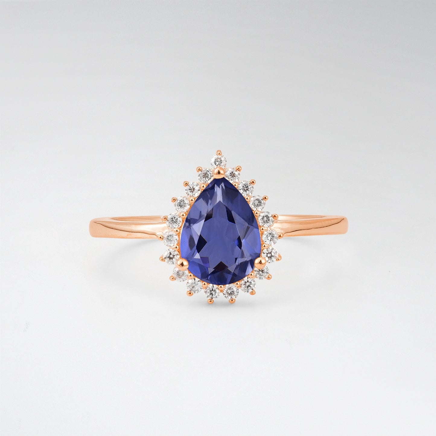 Vintage Art Deco Pear Cut Tanzanite Sunburst Halo Engagement Ring - Additional view